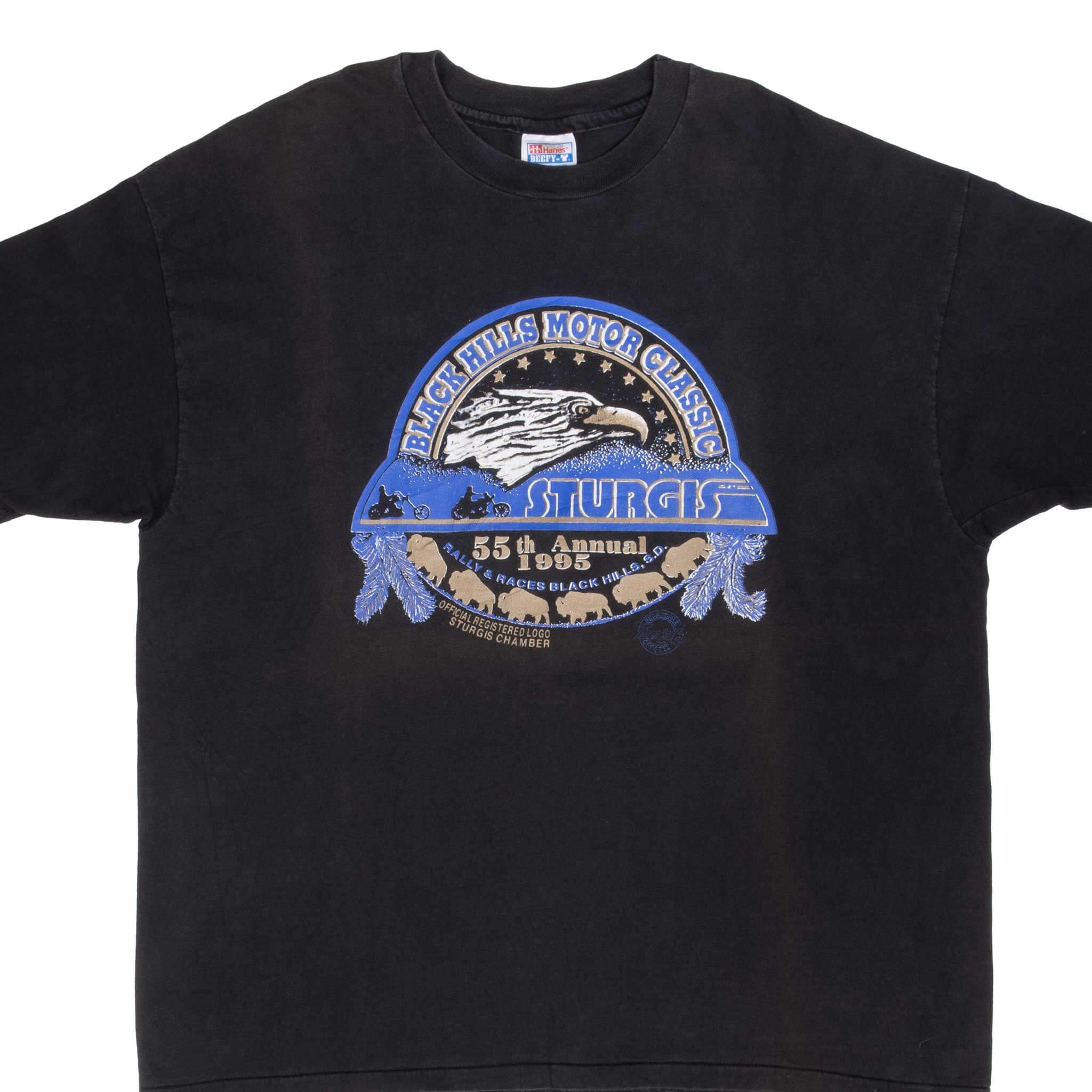 Vintage Biker 55th Sturgis Black Hills Rally T-Shirt 1995 2XL Made in USA - Retro Motorcycle Tee for Men, Biker Enthusiasts & Vintage Collectors - Perfect for Motorcycle Rides, Bike Shows & Casual Wear