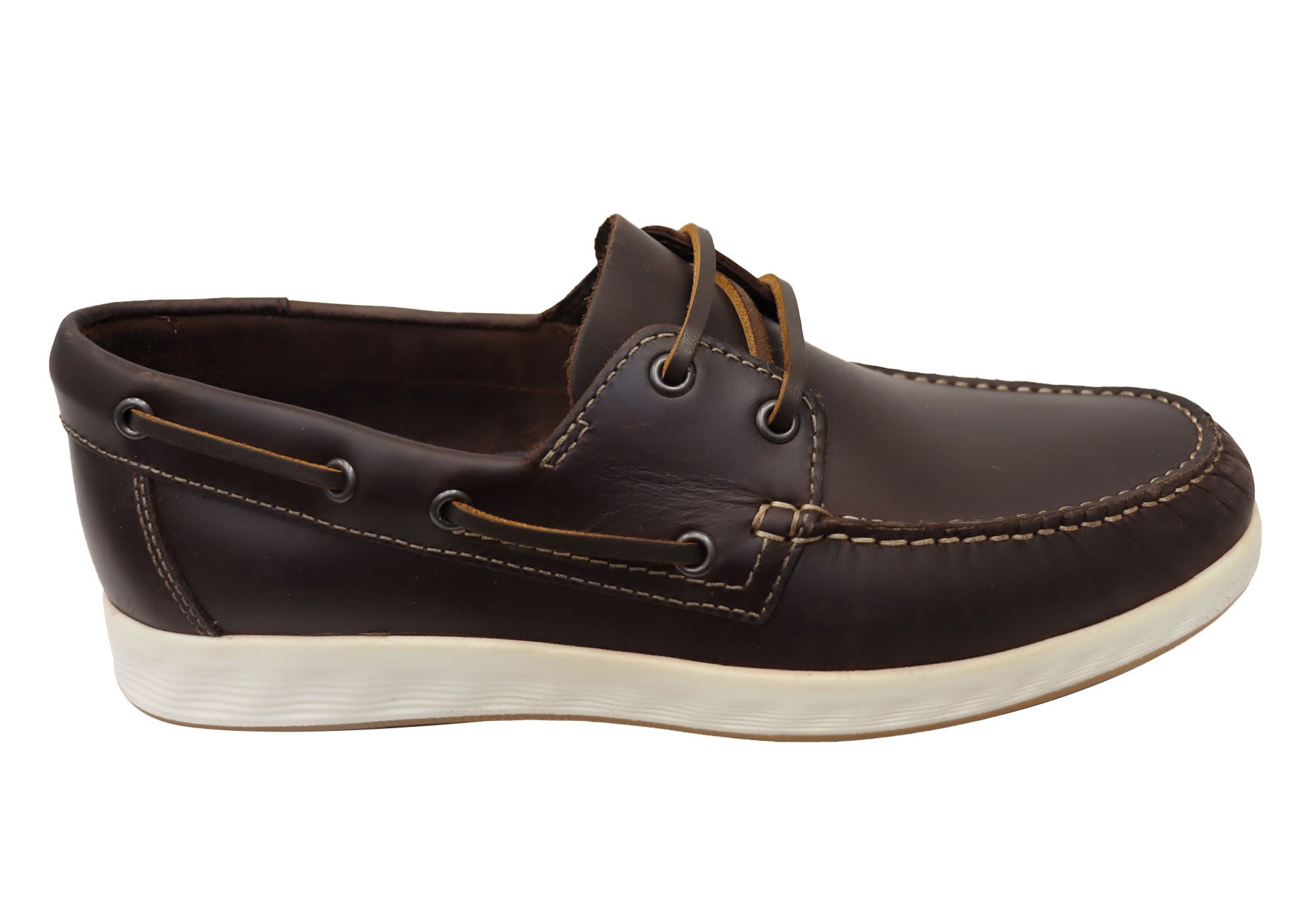 ECCO Men's Comfortable Leather Boat Shoes - Slip-On Moccasin Style for Casual Wear & Outdoor Activities