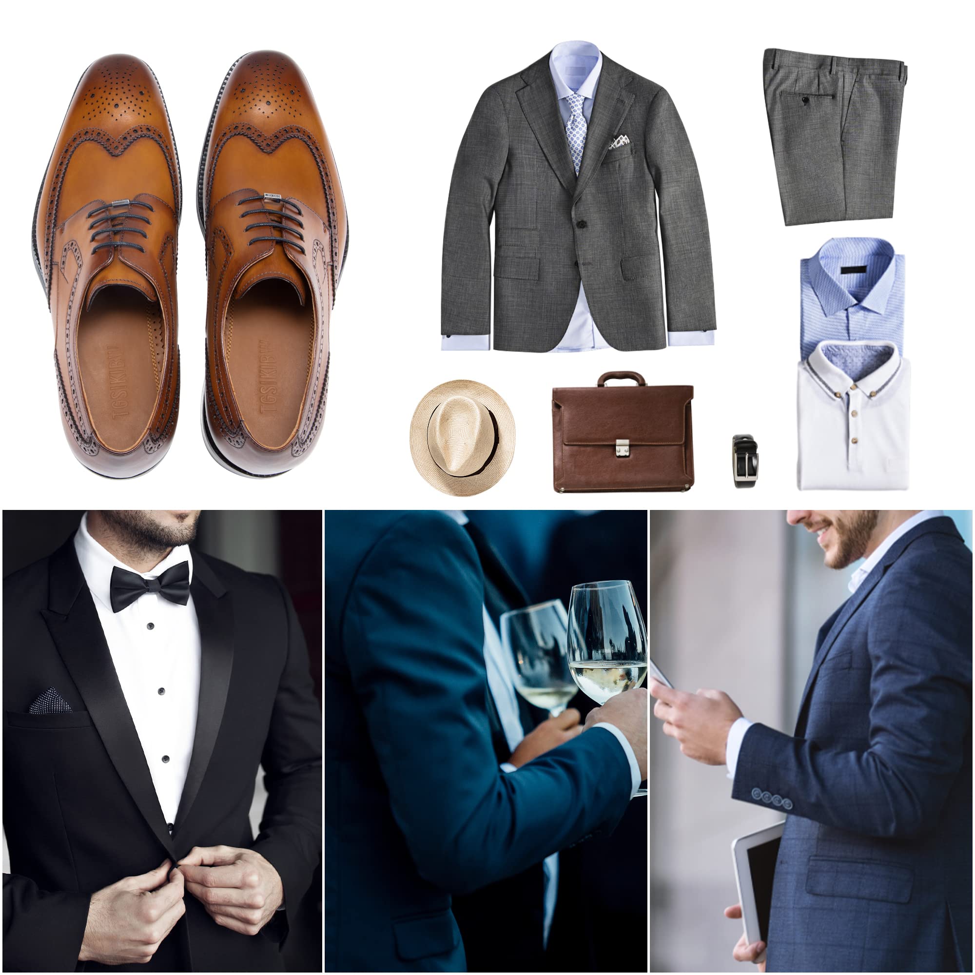 Premium Genuine Leather Men's Dress Shoes - Classic Formal Business Oxfords for Office, Weddings & Special Occasions