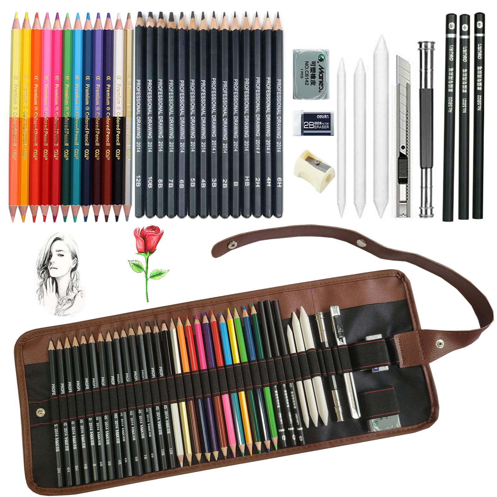 38-Piece Professional Drawing Pencil Set - Graphite & Charcoal Sketching Pencils for Artists & Beginners | Perfect for Sketching, Shading, and Art Projects
