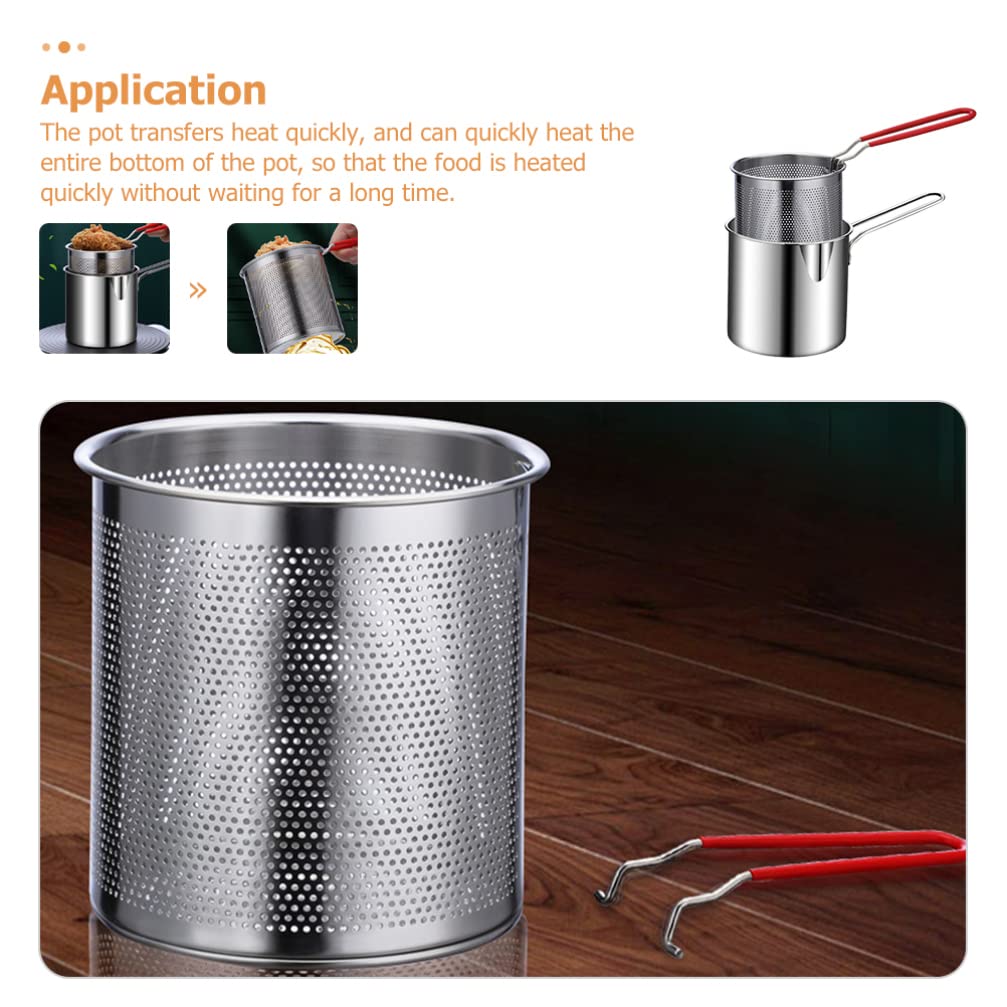 UPKOCH Stainless Steel Deep Fry Basket Set - 1 Piece Kitchen Fry Pot Mesh Basket for Air Fryer, Chips, Chicken, Fish & More - Durable Food Cooking Basket for Deep Frying, Roasting & Baking