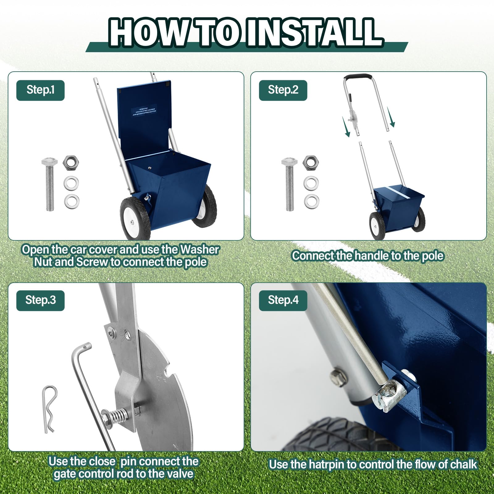 Heavy Duty Steel Baseball & Softball Field Dry Line Chalker Machine - Adjustable 2