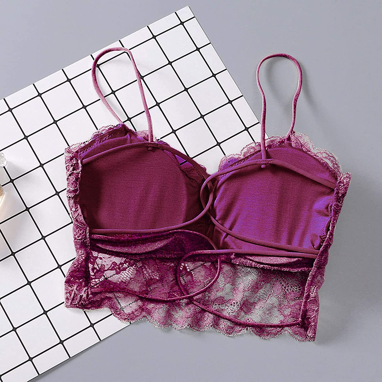 3-Piece Women's Sexy Lace Criss Cross Bandeau Vest with Chest Pad - Sports Underwear & Flannel Nightgown Set for Sleepwear, Lounge & Intimate Moments