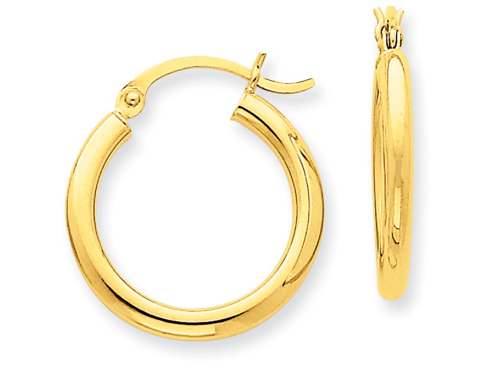 10k Yellow Gold 2.5mm Round Hoop Earrings for Women - Polished Finish Fine Jewelry - Perfect for Everyday Wear, Gifts & Special Occasions
