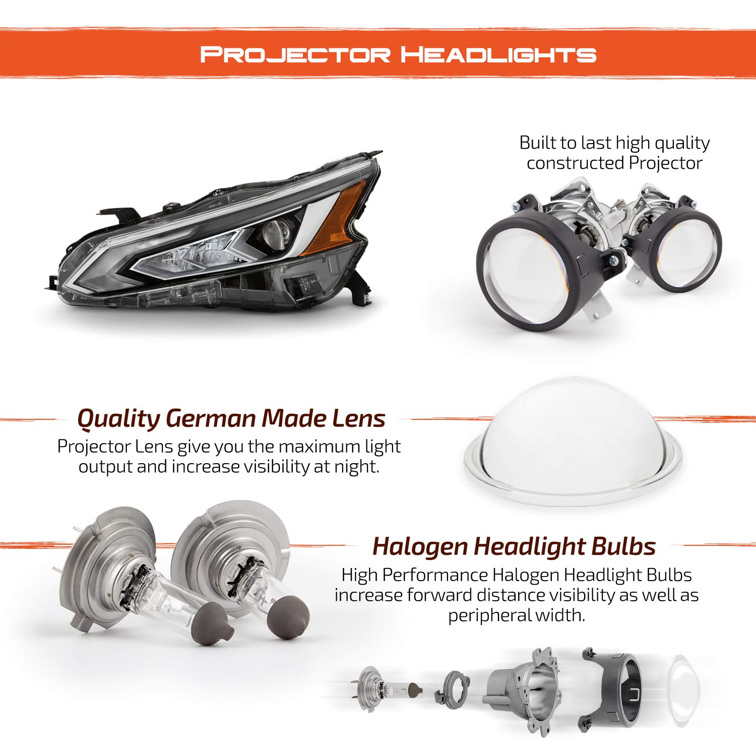 AKKON LED Projector Headlights for 2019-2022 Nissan Altima - OEM Style Replacement with High Beam Assist (Left Side) - Perfect for Night Driving & Enhanced Visibility
