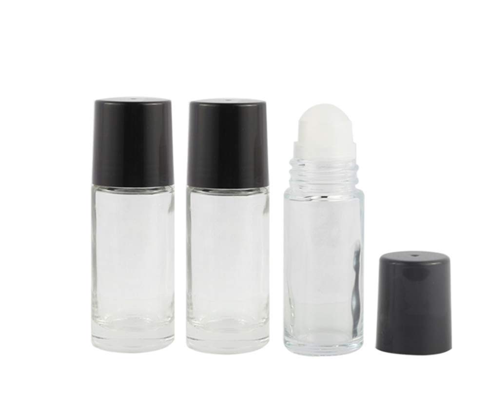 3 Packs 30ml Glass Roll On Bottles with Plastic Roller Balls - Refillable Travel Deodorant Containers for DIY Lip Balm, Lotion & Sunscreen - Perfect for Home, Travel & Cosmetic Storage