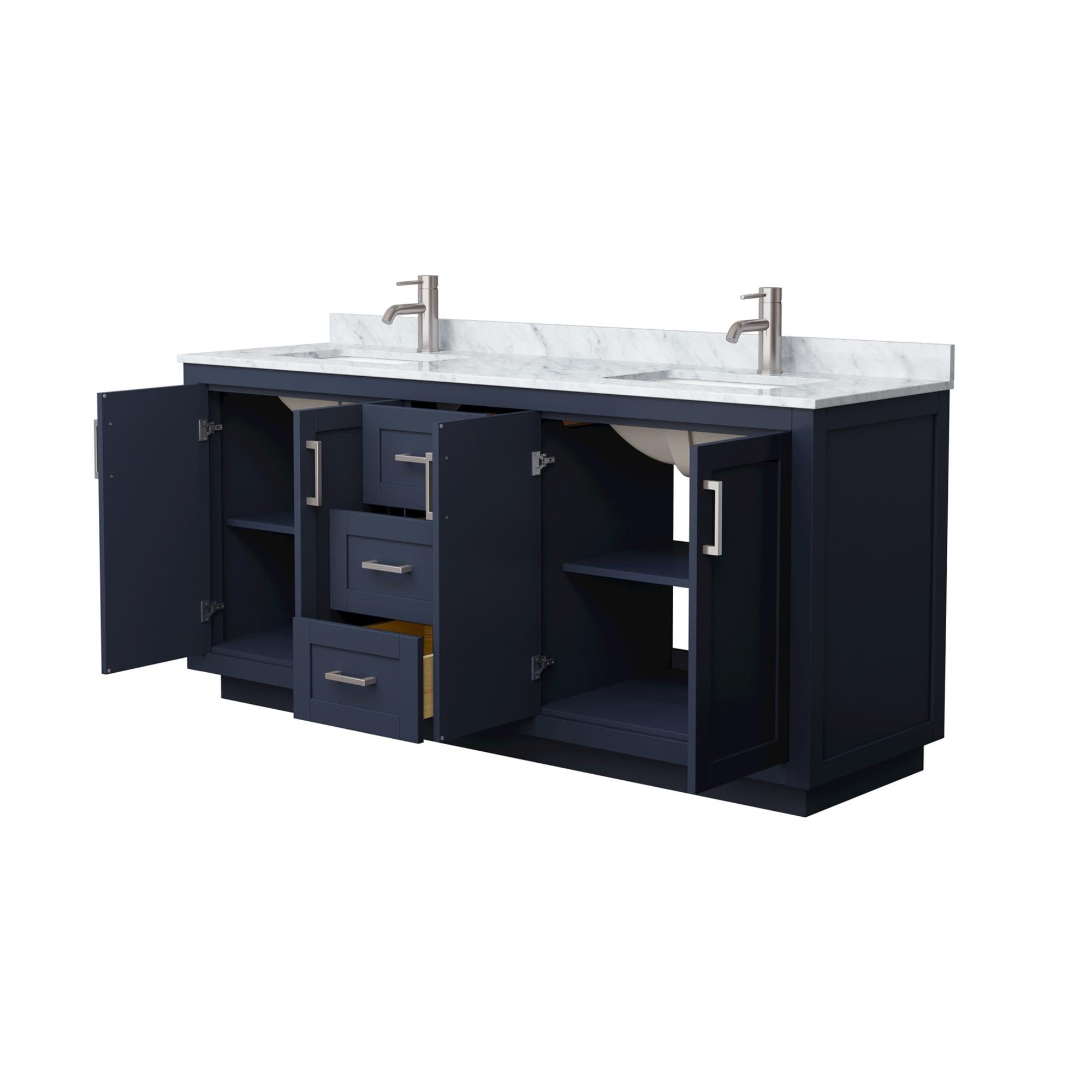 Wyndham Collection WCF292972DBNCMUNSMXX Miranda Vanity Set - Dark Blue Bathroom Vanity with Mirror & Storage | Perfect for Modern Bathroom Decor & Organization