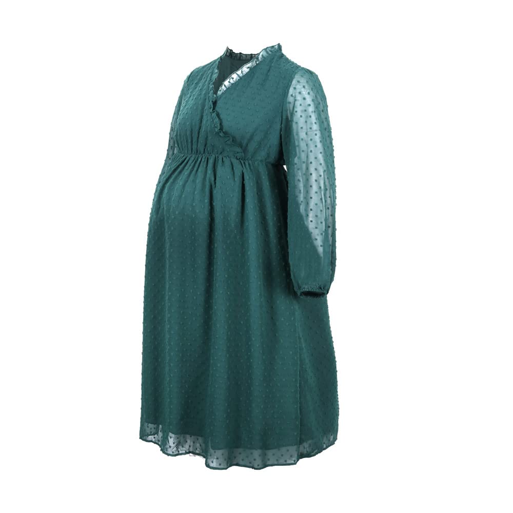 Women's Short Sleeve Maternity Dress - Button Down Pregnancy Clothes for Casual Wear & Nursing Comfort | Perfect for Office, Shopping & Maternity Photos