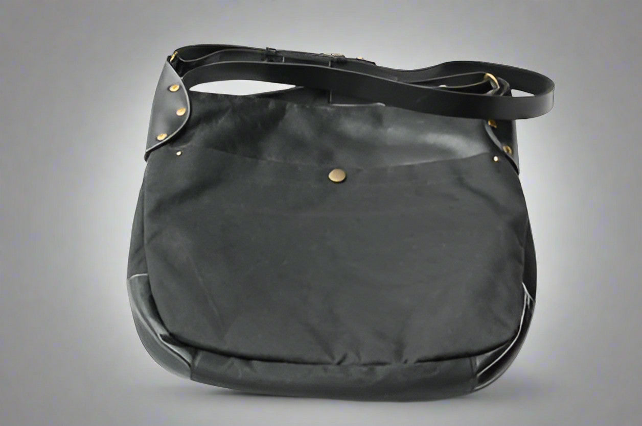 Premium Leather Front Pouch Bag - Black | Crossbody Waist Pack for Travel, Hiking & Everyday Use