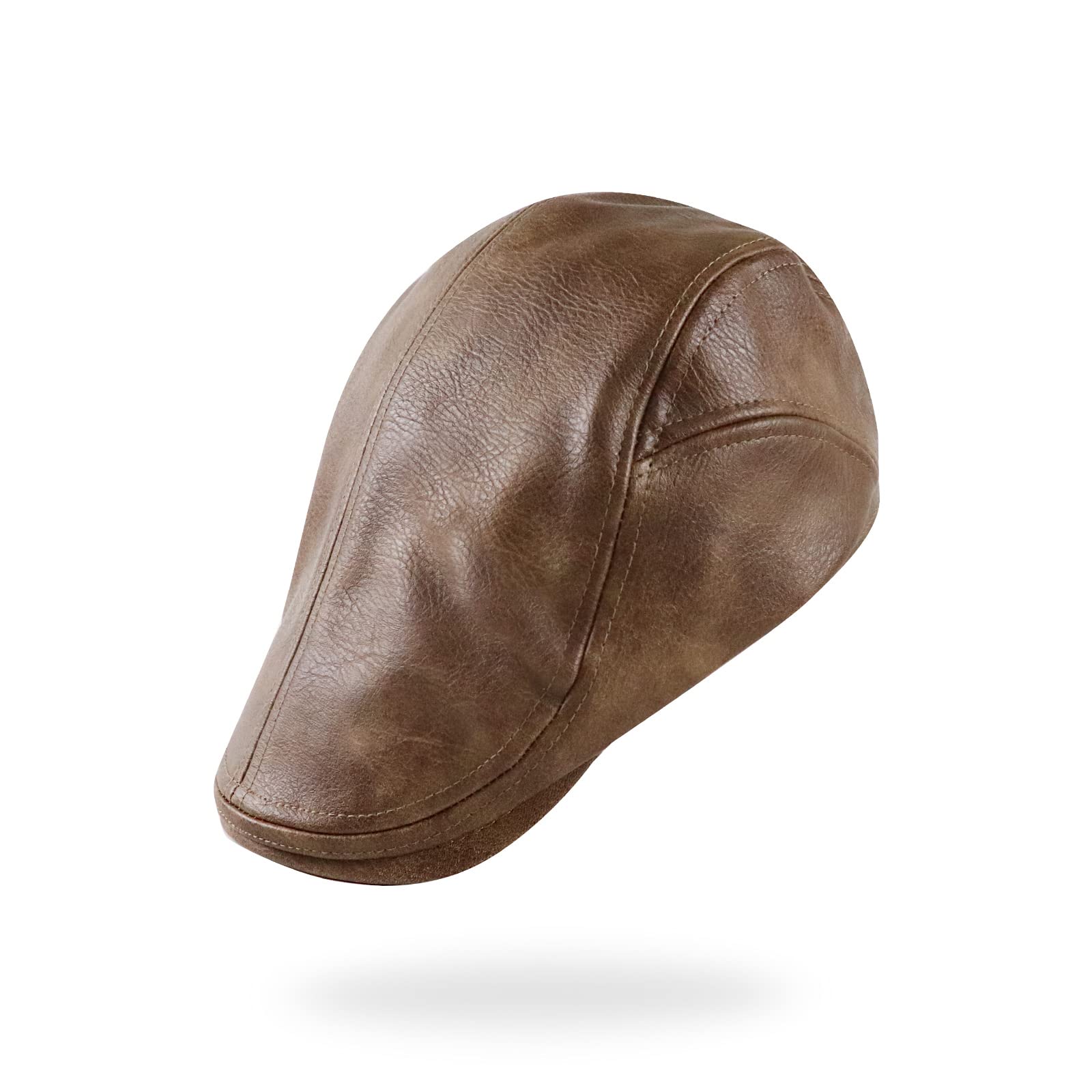 Stylish Men's Leather Newsboy Cap - Vintage Ivy Flat Cap for Golf, Driving, Fishing & Outdoor Activities - Classic Gatsby Cabbie Hat for Casual & Formal Wear