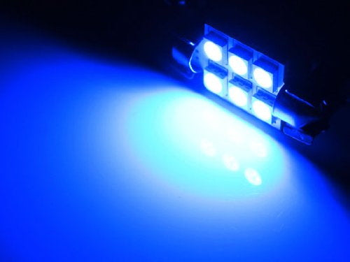 2 Pack Blue 6 SMD LED Bulbs for Car Interior Dome Lights - 1.50