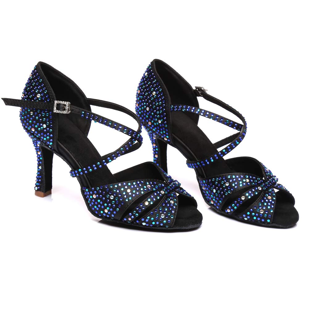 Professional Women's Latin Dance Shoes - Satin Ballroom Salsa Shoes with Cross-Strap for Women | Perfect for Competition, Performance & Social Dancing