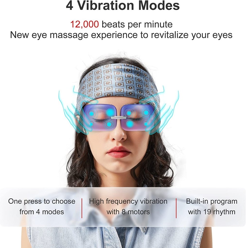 E10 Electric Smart Eye Massager with Heating System - Relieve Eye Strain & Fatigue - Perfect for Office Workers, Gamers & Travelers