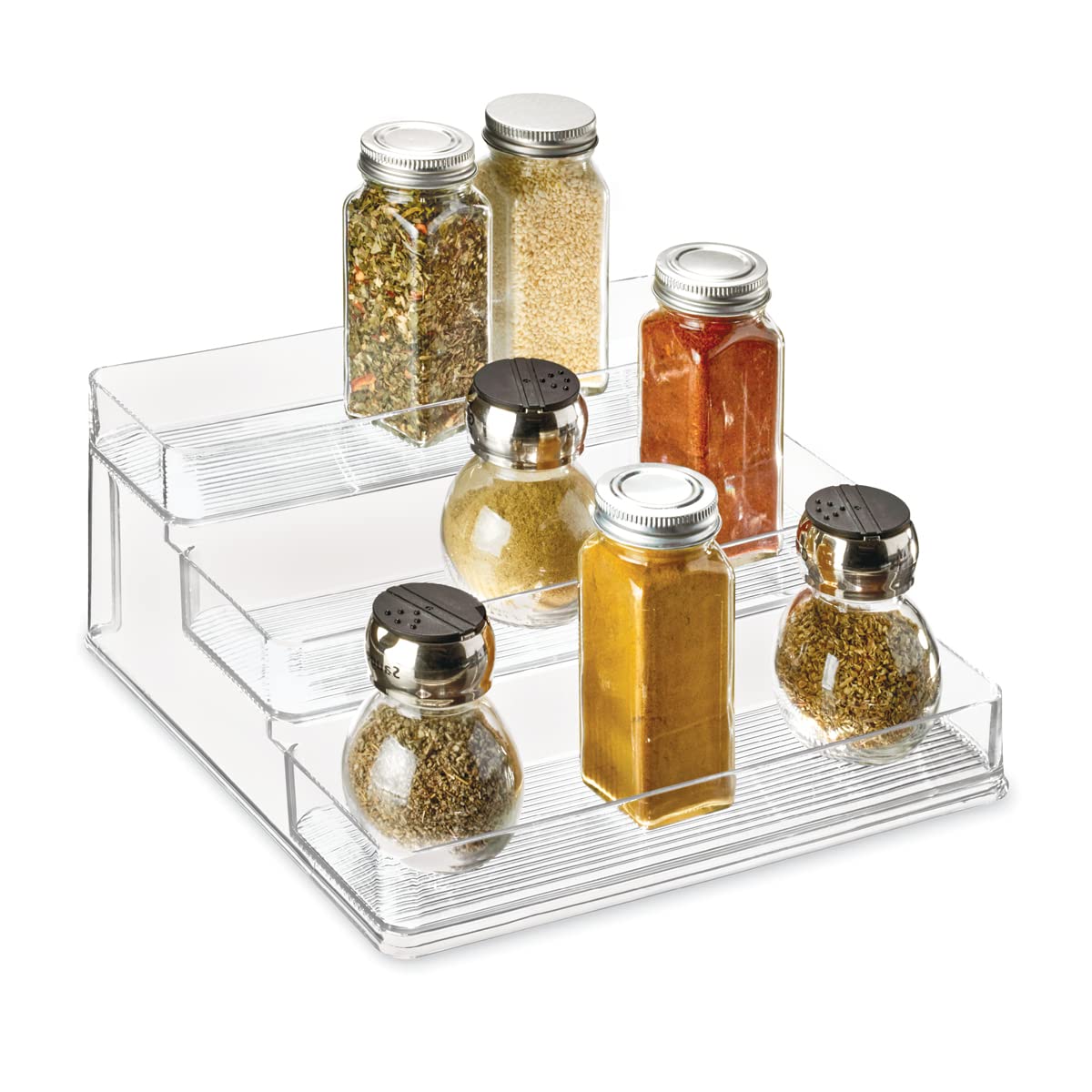 iDesign Linus Plastic Stadium Spice Racks - BPA-Free 3-Tier Kitchen Organizer for Spices, Condiments & Small Items | Pantry, Bathroom, Office & Craft Room Storage (10.25
