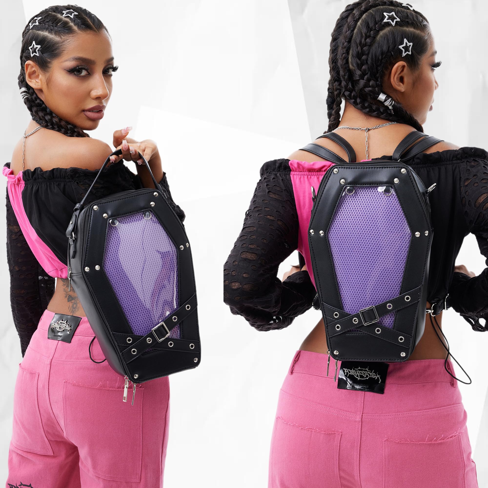 Gothic Coffin Shape Women's Fashion Purse & Handbag - Halloween Shoulder Bag & Backpack for Gothic Lovers | Perfect for Halloween Parties, Cosplay & Dark Aesthetic Outfits