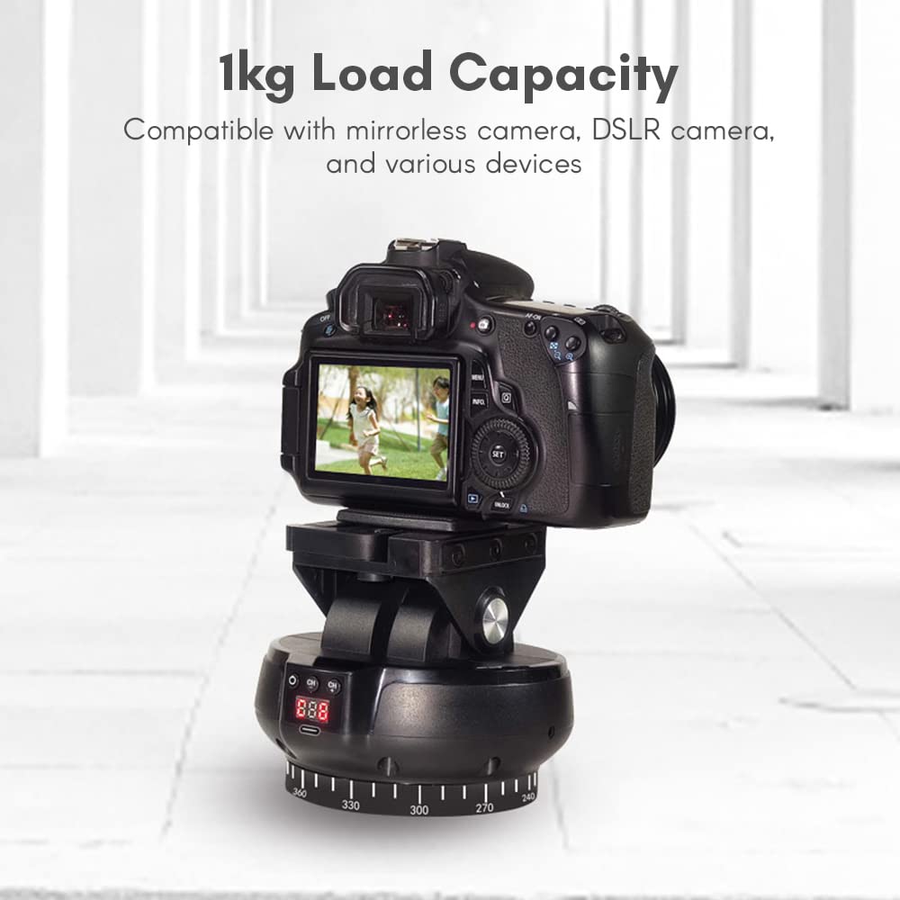 YT1200 Motorized Pan Tilt Head - 2-Axis Panoramic Tripod Head with 360° Rotation, 100M Wireless Remote & 9-Speed Adjustment - Perfect for Smartphone Photography, Vlogging, and Panoramic Video Shooting