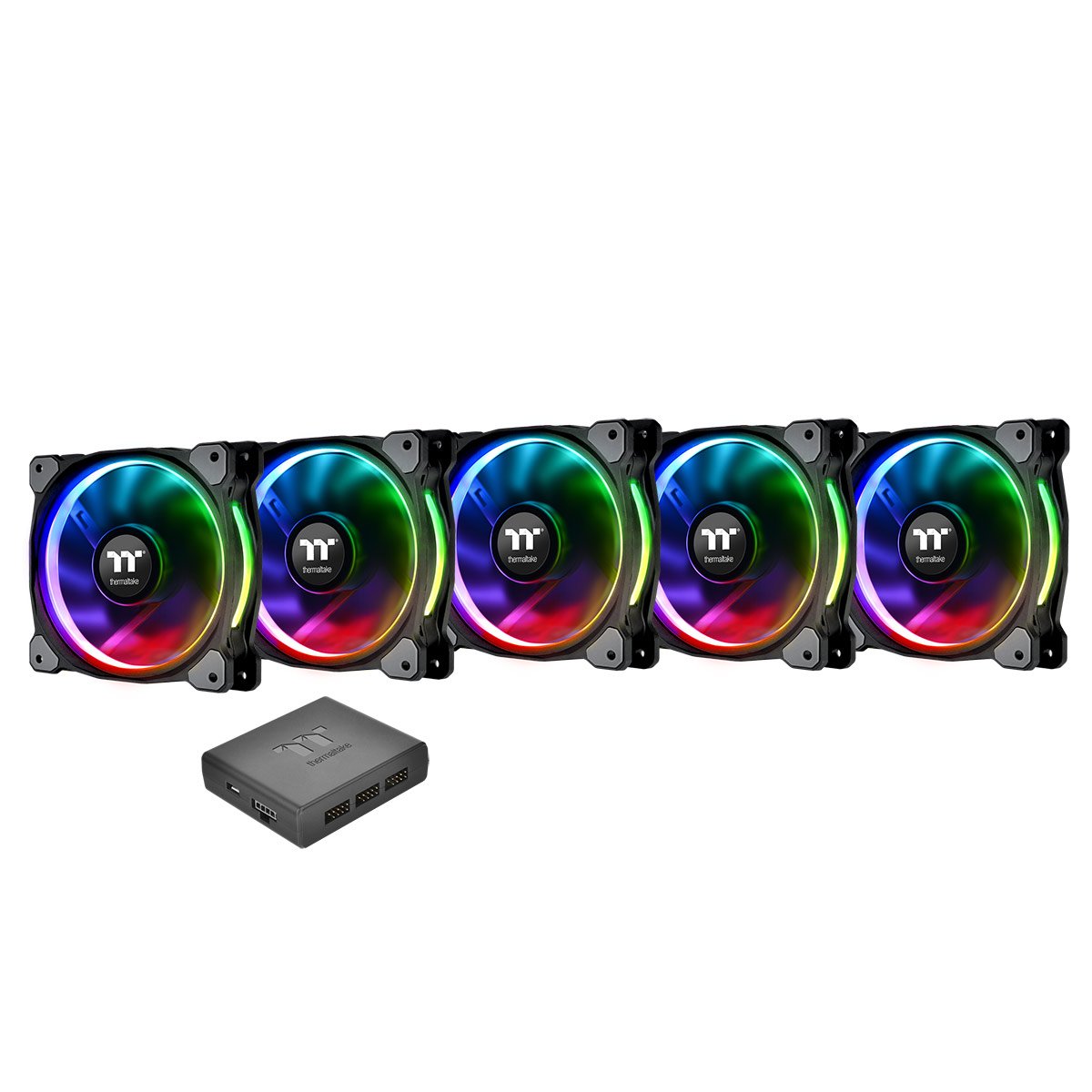 Riing Plus 12 RGB Radiator Fan TT Premium Edition 5 Pack - High Performance PC Cooling for Gaming Rigs & Liquid Cooling Systems