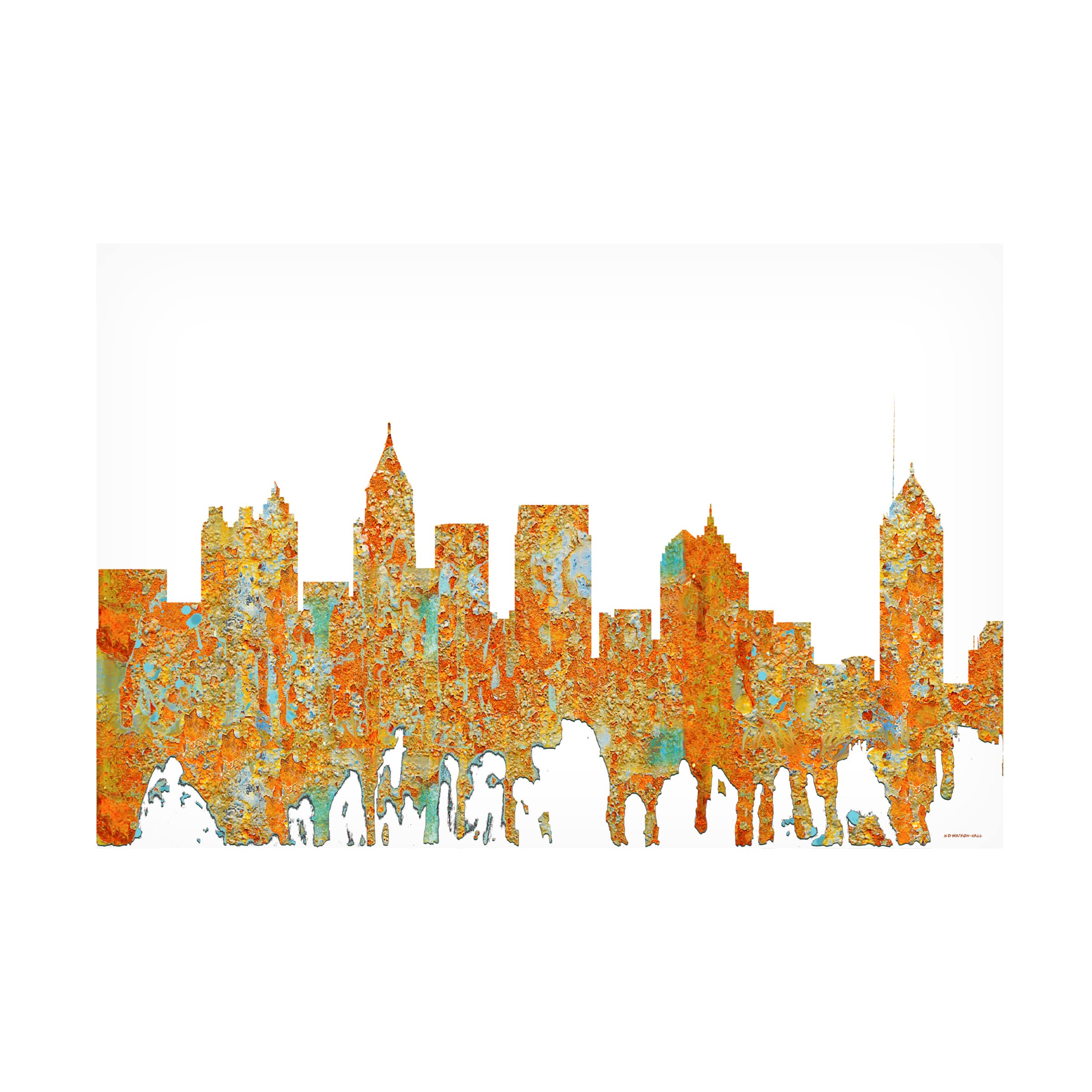 Trademark Fine Art 'Atlanta Georgia Skyline Rust' Canvas Wall Art by Marlene Watson - 16x24 Inches - Modern Home Decor for Living Room, Bedroom & Office