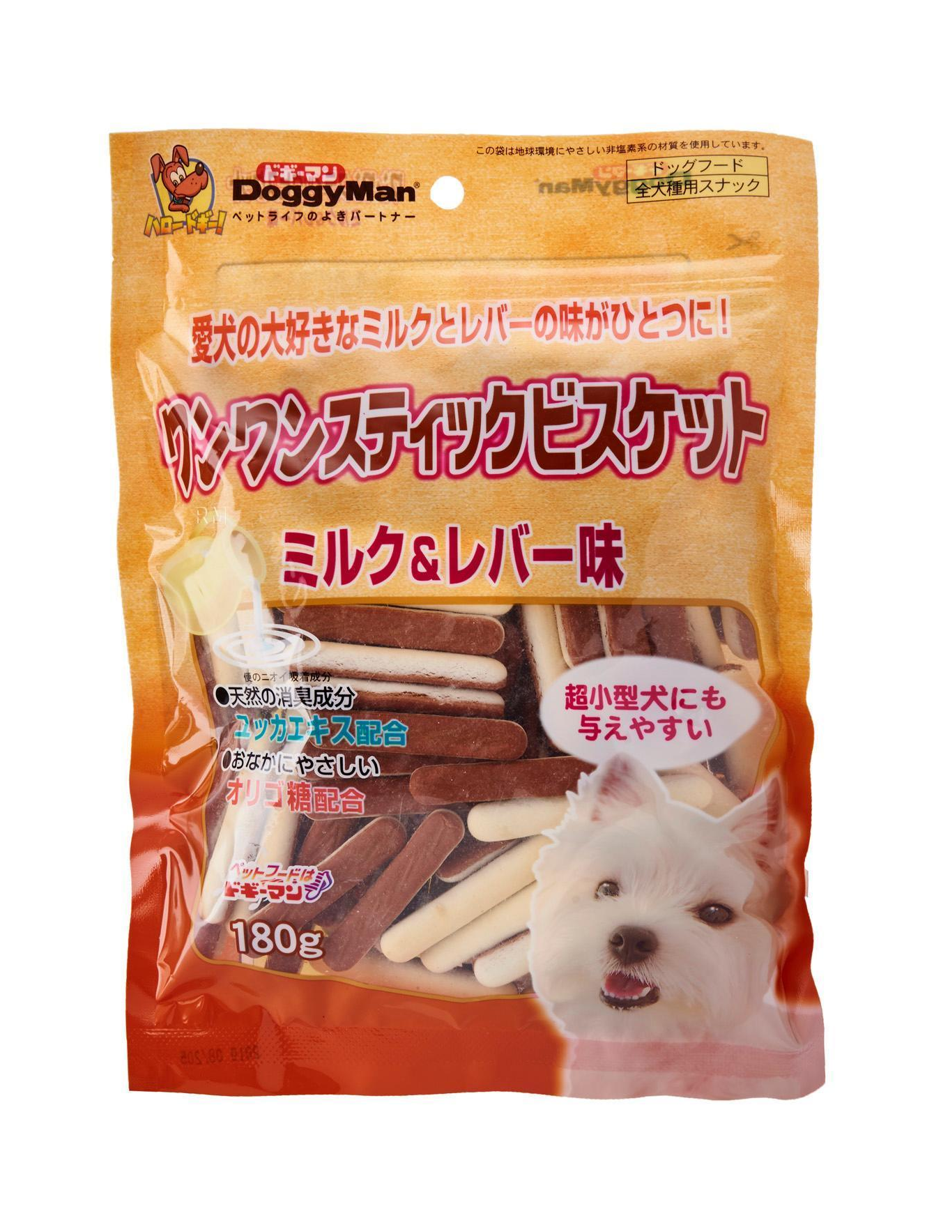 Premium DoggyMan Bowwow Stick Biscuit - Milk & Chicken Liver Flavor Dog Treats 180g - Crunchy Training Rewards & Dental Chews for Small to Large Dogs