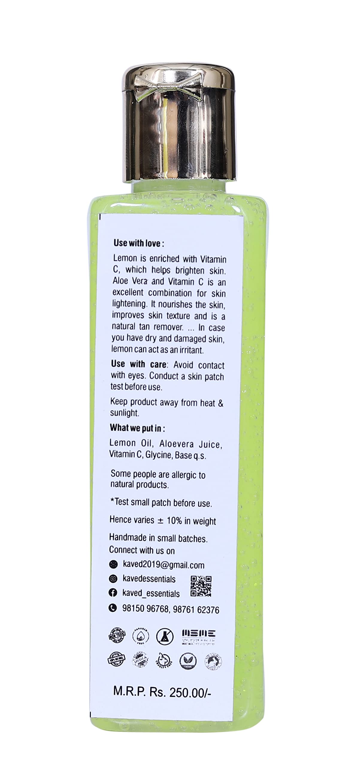 KAVED ESSENTIALS Lemon & Aloe Vera Face Wash 100ml - Gentle Cleansing for Acne-Prone & Sensitive Skin - Perfect for Daily Skincare Routine & Travel