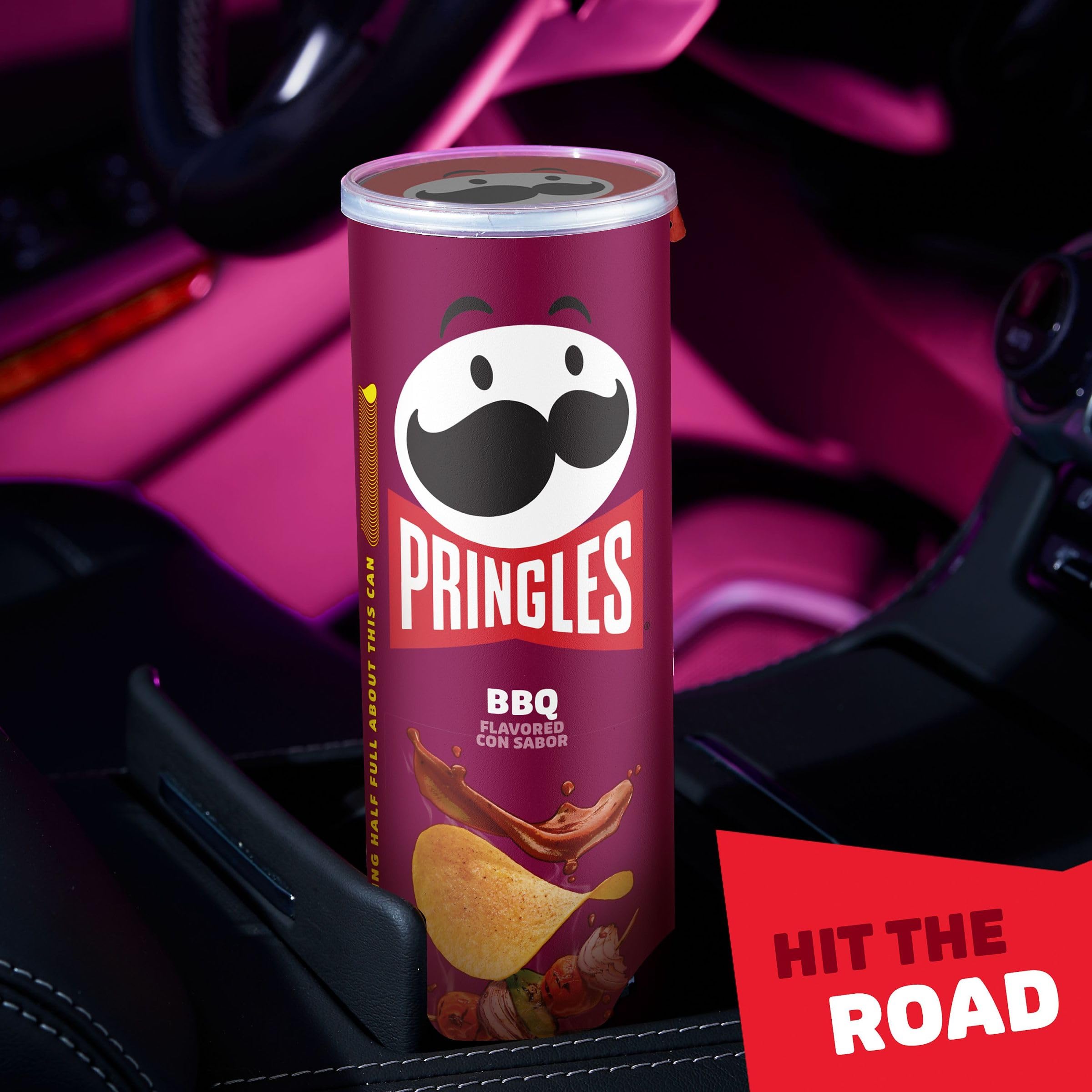 Pringles BBQ Flavored Potato Crisps Chips - 7.1oz Can (Pack of 1) | Crunchy Lunch Snacks, On-The-Go Treats & Party Food | Perfect for Picnics, Road Trips and Game Nights