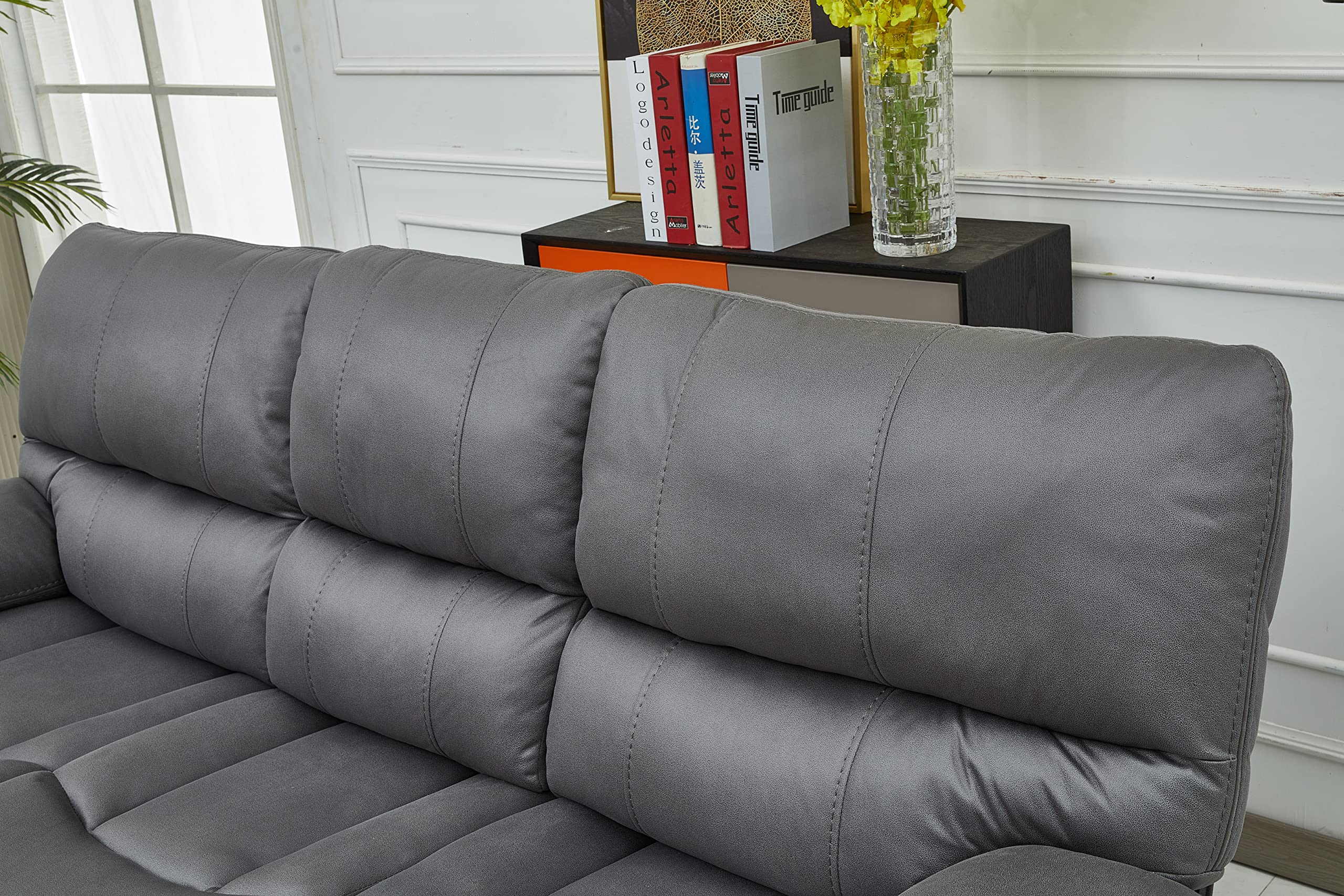 Betsy Furniture Microfiber Power Reclining Sofa Set - 3-Piece Living Room Set with Power Sofa, Loveseat & Chair (Grey) - Perfect for Home Theater, Family Rooms & Relaxation