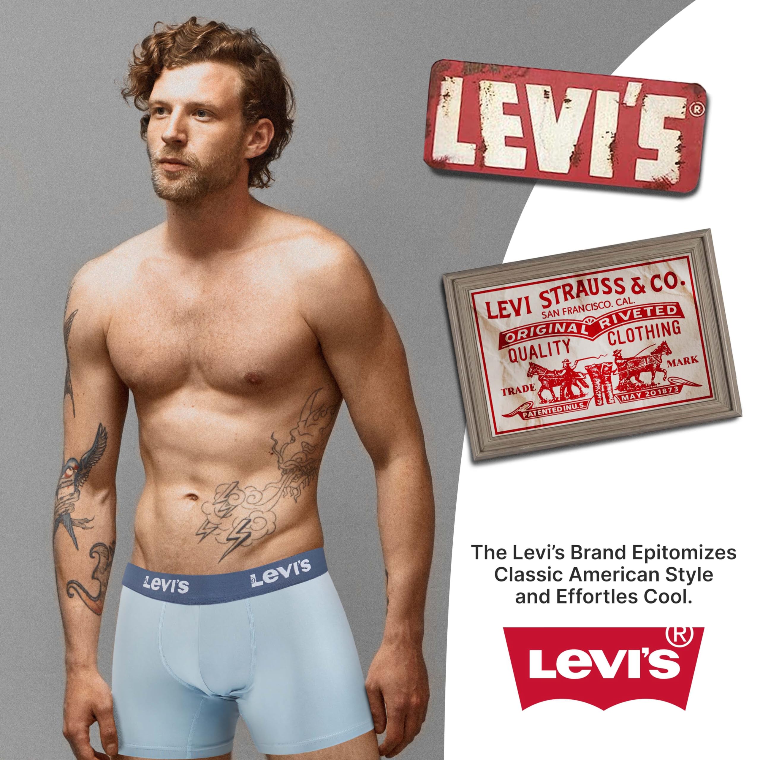 Levi's Men's Underwear 6-Pack Boxer Briefs - Soft Stretch Microfiber Comfortable Underwear for Everyday Wear, Workout & Sleep