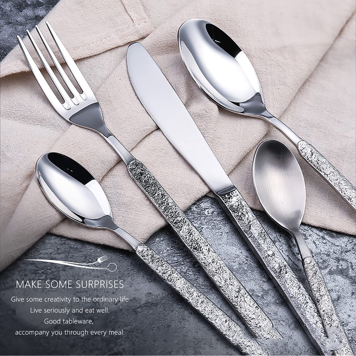 IKXO 25-Piece Stainless Steel Silverware Set for 5 - Mirror Polished Flatware Cutlery Set with Steak Knives, Forks & Spoons - Dishwasher Safe Dinnerware for Restaurants, Weddings & Home Dining