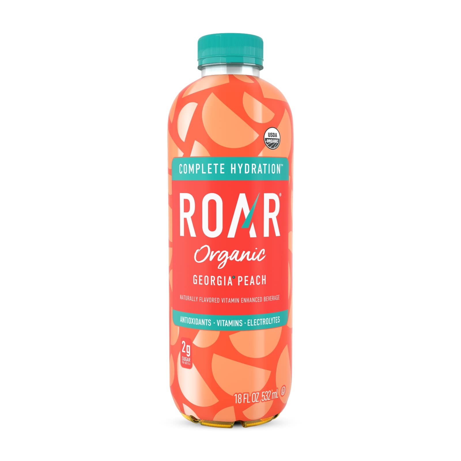 Organic Roar Beverages Bev Georgia Peach Flavor - 18 Fl Oz | Refreshing Peach Drink for Summer, Picnics & Healthy Hydration