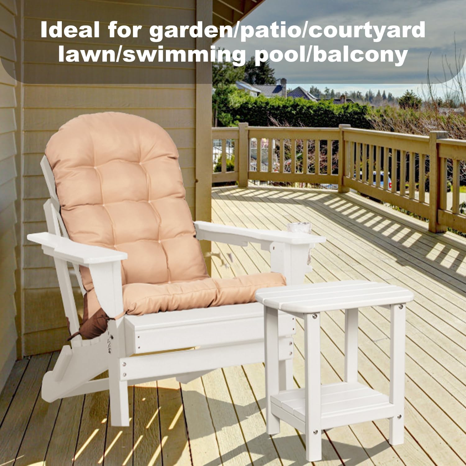 2-Tier Adirondack Outdoor Side Table - Weather Resistant HDPE Patio End Table for Deck, Garden & Poolside (White) - Perfect for Drinks, Books & Outdoor Relaxation