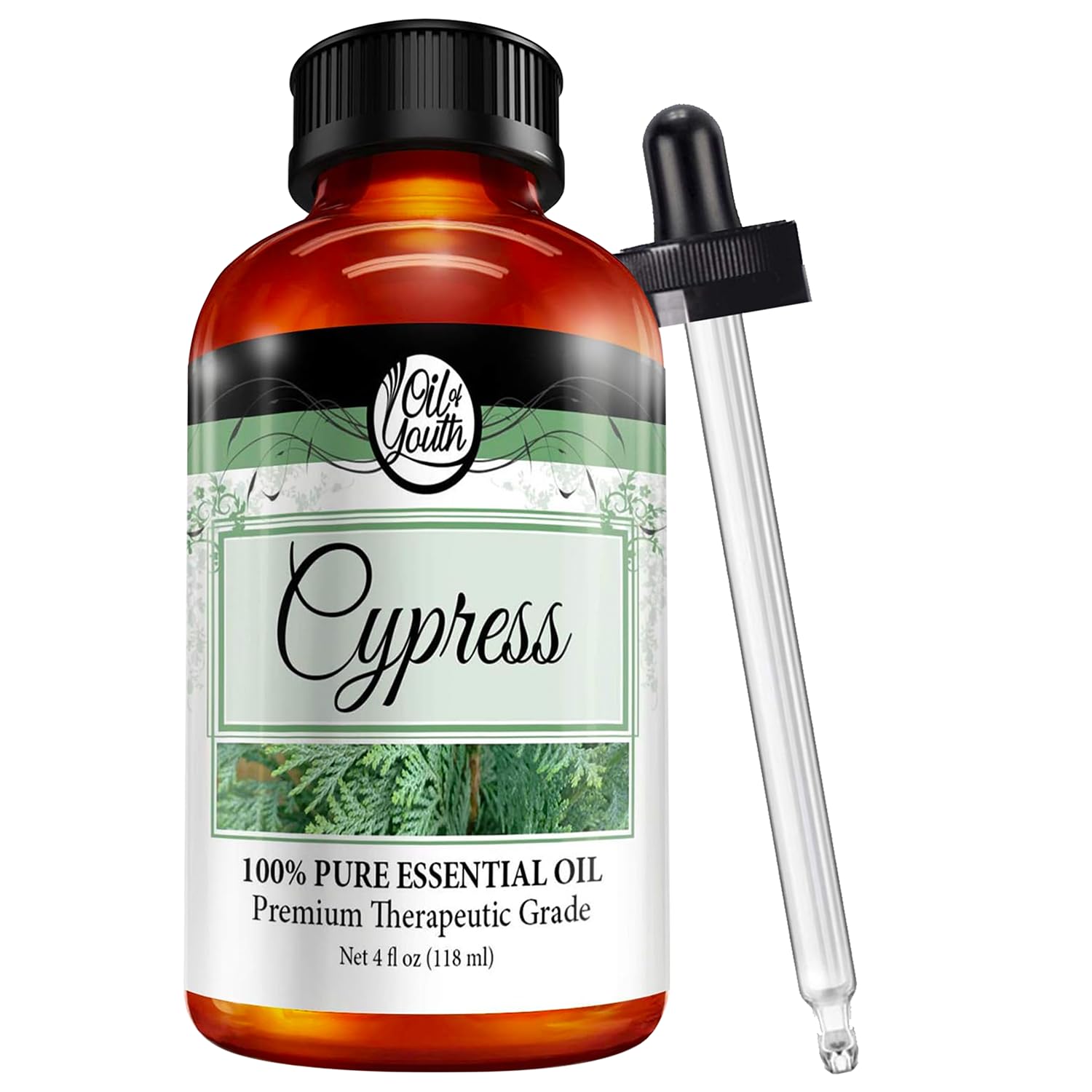 Premium Therapeutic Grade Cypress Essential Oil 4 oz - 100% Pure Aromatherapy Oil for Relaxation, Skin Care & Diffuser Blends | Youth Oil for Spa, Massage & Home Wellness