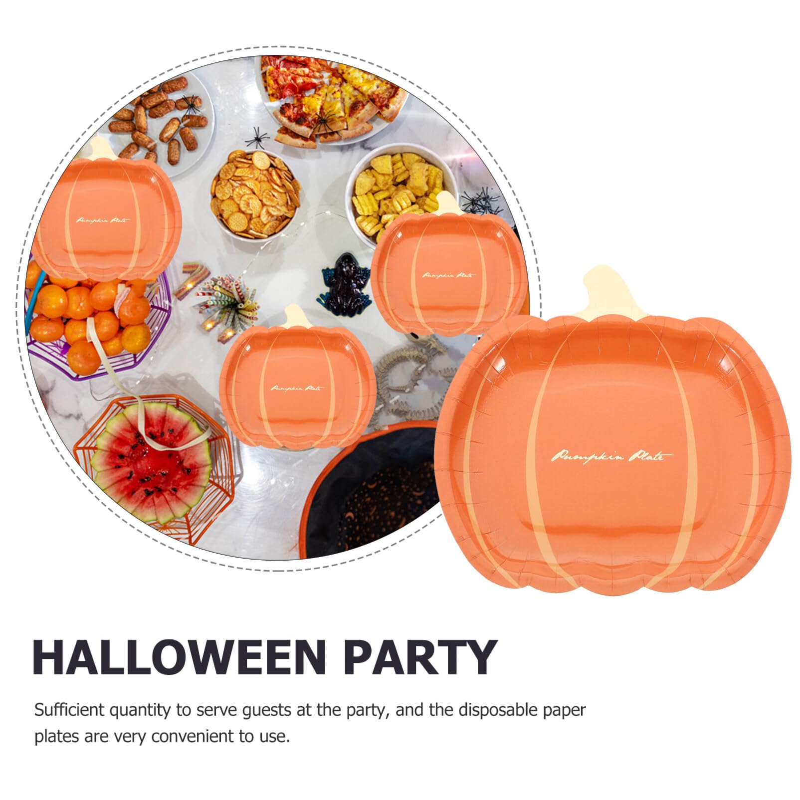 20-Pack Pumpkin Cutlery Paper Plates - Halloween Party Dinnerware, Fall Thanksgiving Disposable Dessert Plates for Cake, Fruit & Snacks - Perfect for Pumpkin-Themed Parties, Baby Showers & Autumn Gatherings