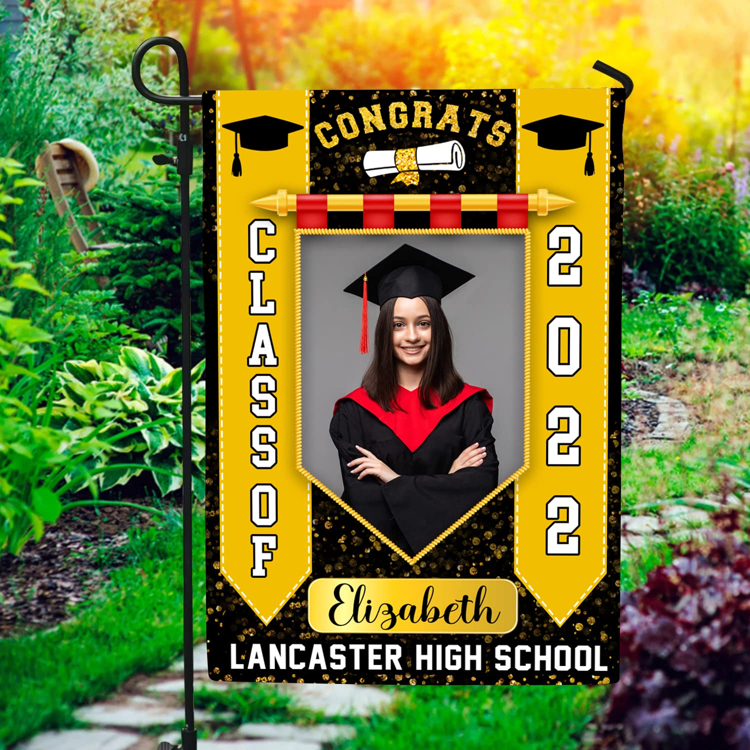 2022 Graduation Senior Flag - Double Sided Outdoor Yard Sign for High School & College Graduates | Class of 2022 Decorations | Perfect for Graduation Photos, Garden Display & Party Celebrations