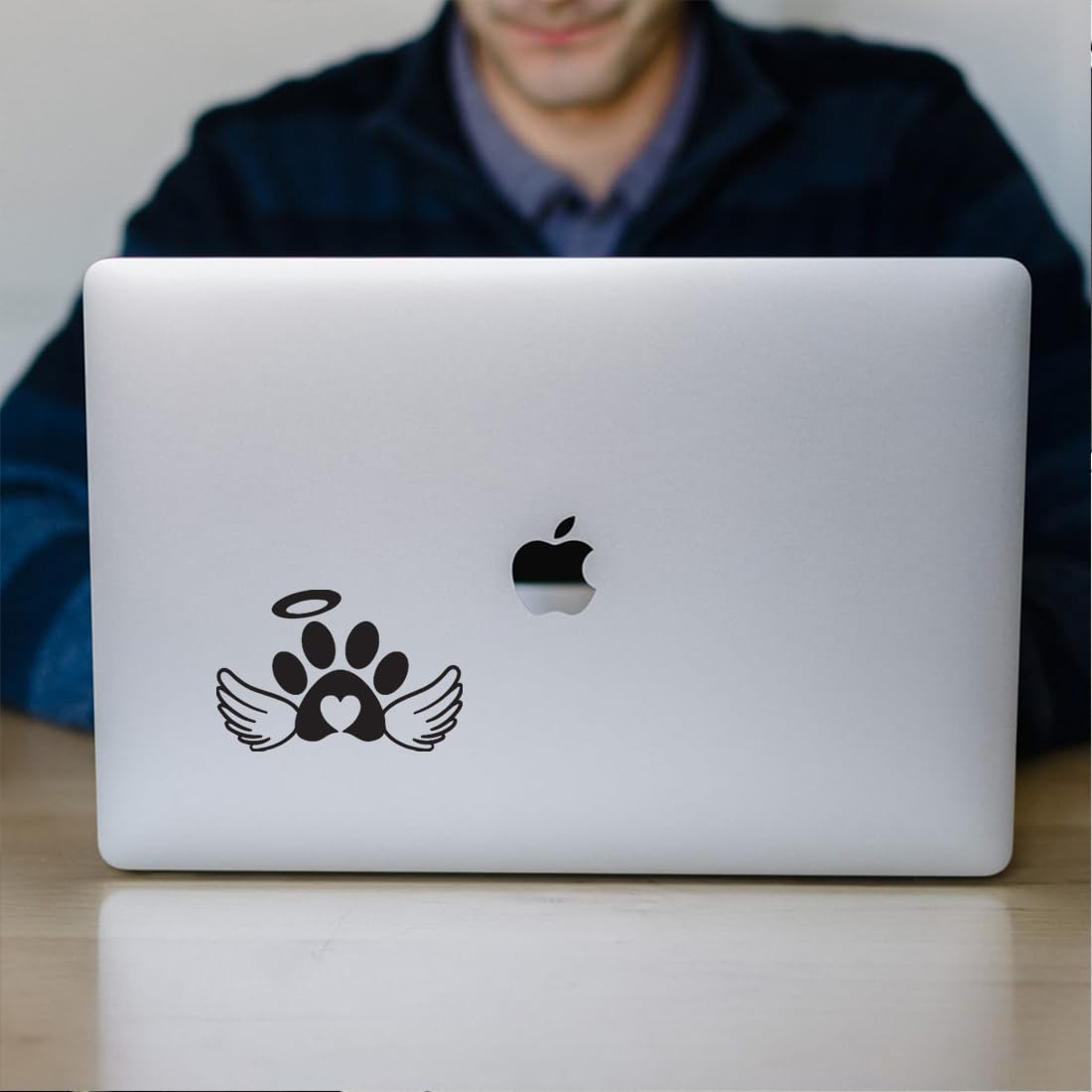 Premium Waterproof Vinyl Decal Stickers (Set of 2) - Dog Paw Angel Design for Laptop, Phone, Helmet, Car Window, Bumper, Mug & Wall Decor | Cute Pet Lover Gift & Home Office Decoration