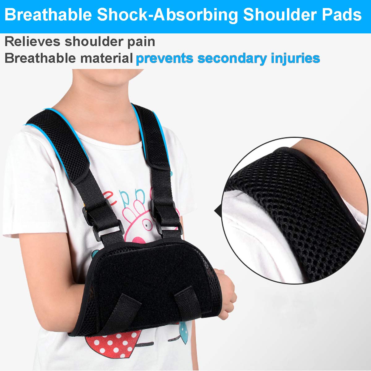**Kids Arm Sling - Breathable & Adjustable Pediatric Shoulder Support for Broken, Fractured Arm & Elbow Injury - Soft & Comfortable Medical Immobilizer Band for Children - Ideal for Sports, Play & Recovery**