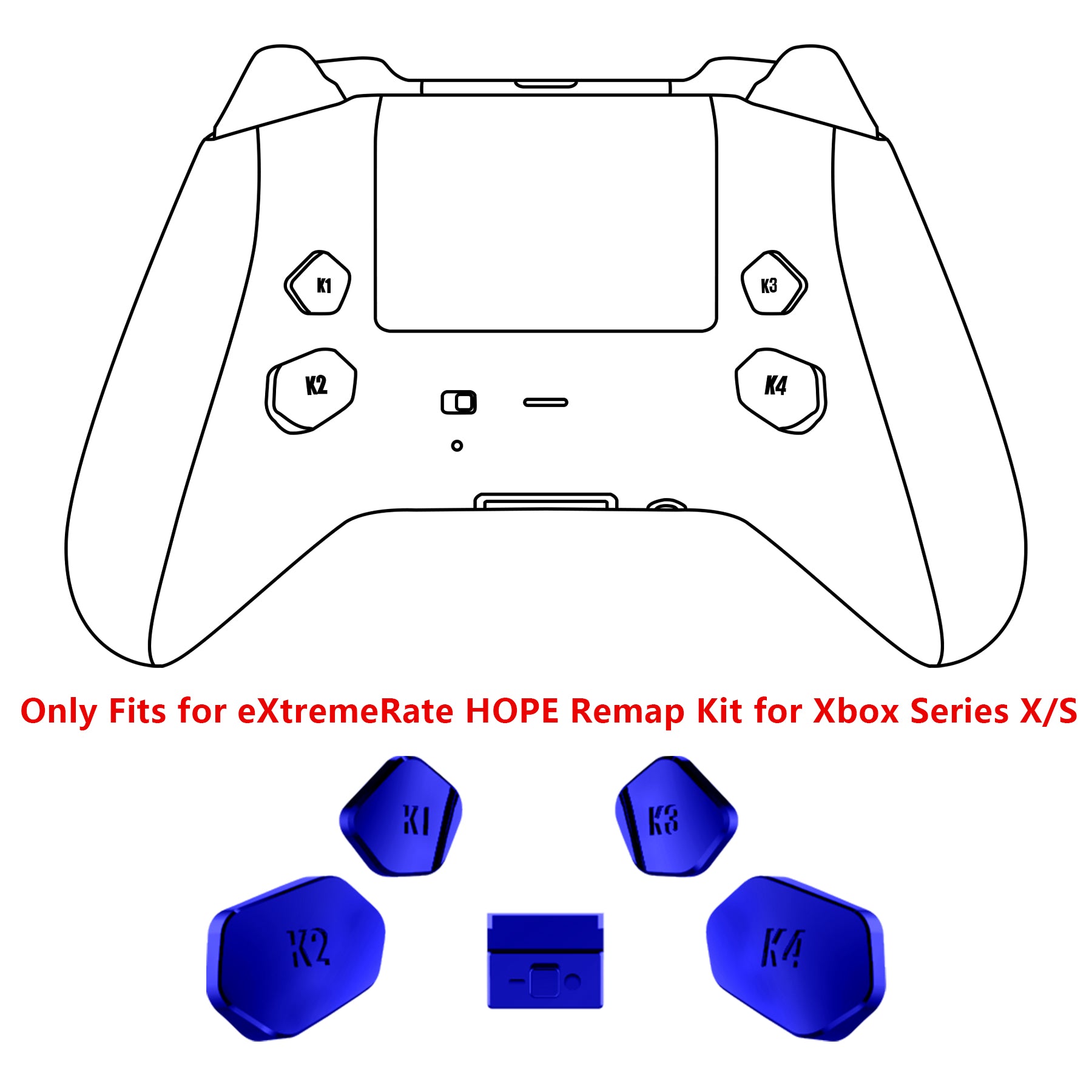 eXtremeRate Chrome Blue Replacement Back Buttons & Toggle Switch for Xbox Series X/S Controller - K1 K2 K3 K4 Redesigned Paddles | Compatible with eXtremerate Hope Remap Kit (Controller & Remap Board Not Included) | Perfect for Gaming, Custom Mods & Competitive Play - DX3D4004