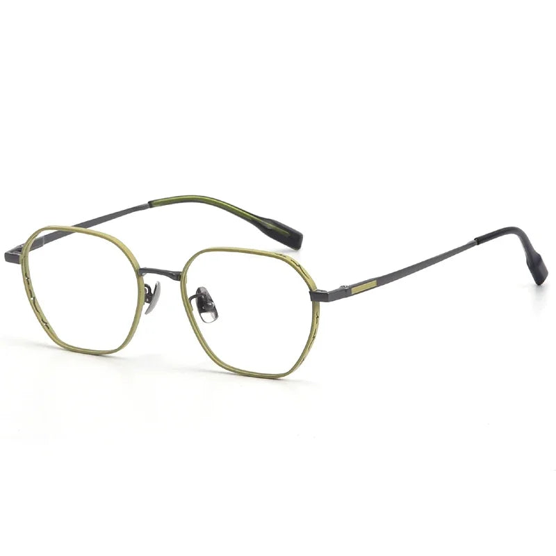 Aror Unisex Full Rim Flat Top Polygon Titanium Eyeglasses Frame - Lightweight Durable Titanium Glasses for Men & Women - Perfect for Reading, Work, and Fashion Accessories
