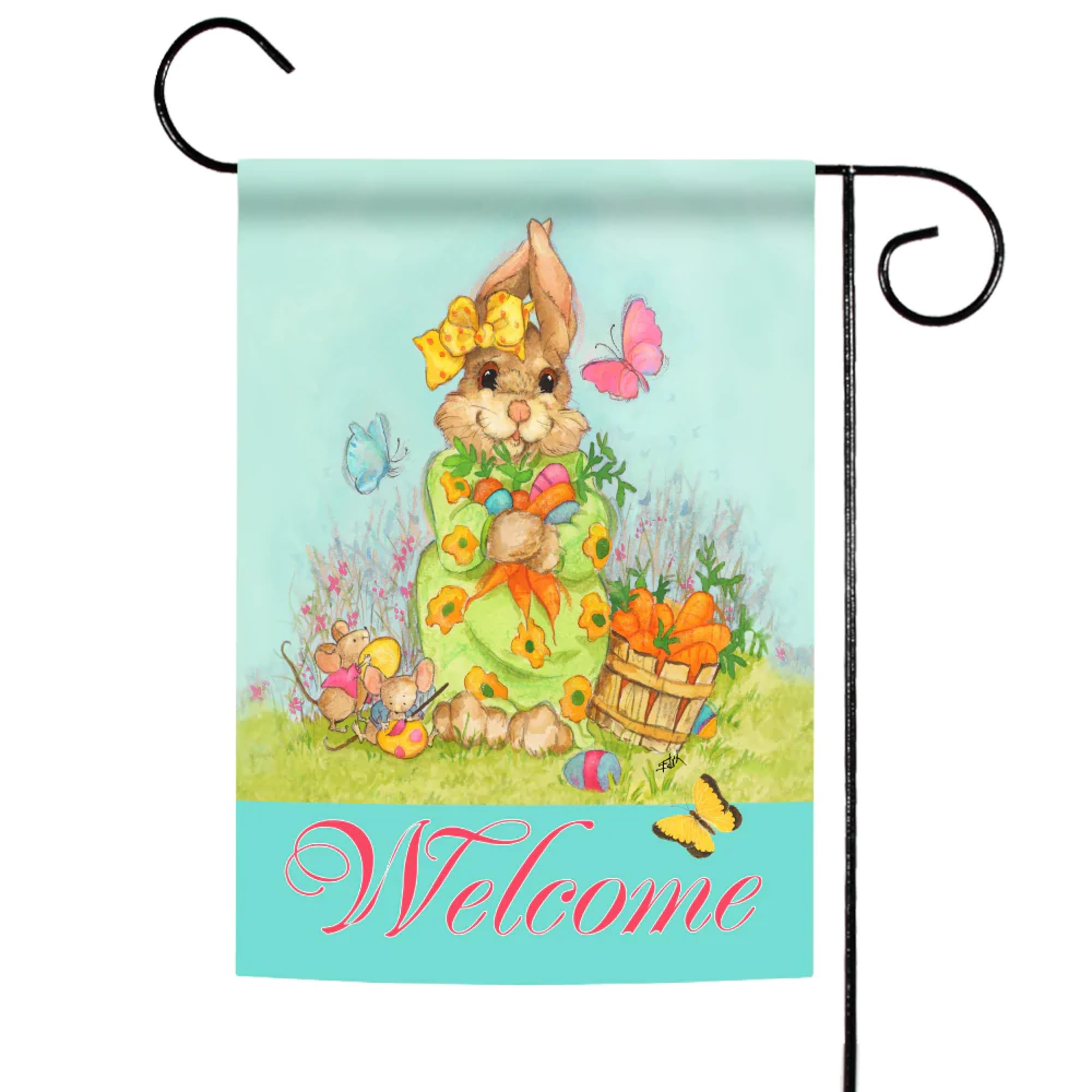 Toland Home Garden 12x18 Inch Double Sided Easter Bunny Flag - Outdoor Yard Decoration for Spring, Easter Bounty Garden Flag for House, Porch & Front Door Decor