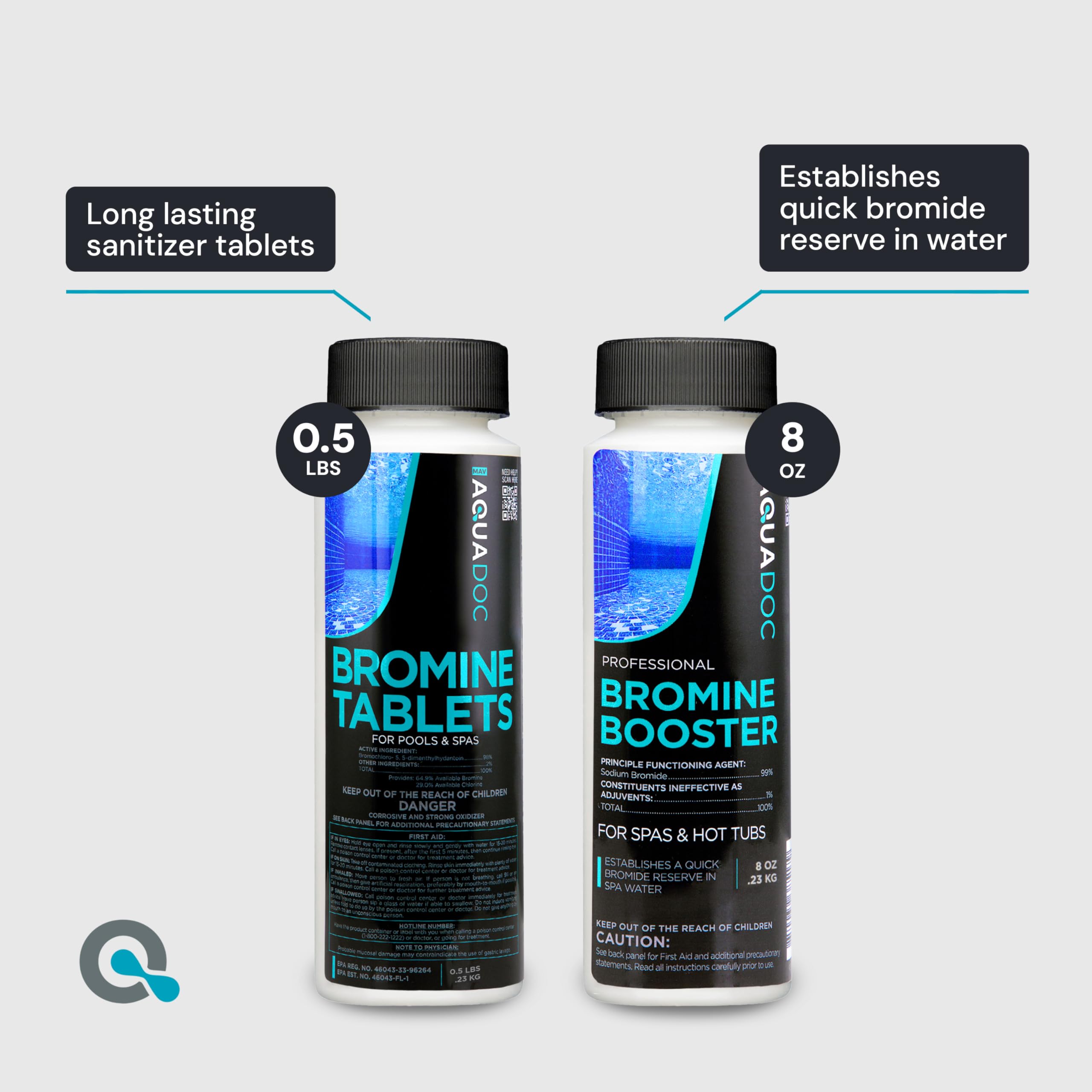 Aquadoc Bromine Hot Tub Starter Kit for Spas - Complete Spa Maintenance Kit with Bromine Tablets & Chemicals for Crystal Clear Water | Perfect for Relaxation & Hydrotherapy
