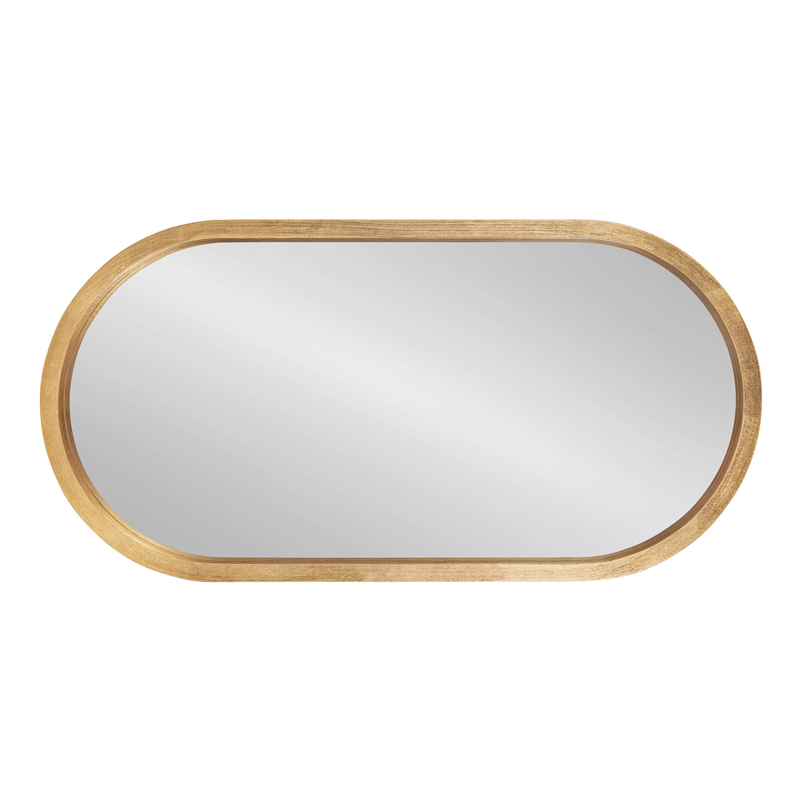 Kate & Laurel Travis Modern Capsule Wood Framed Wall Mirror 12x24 Inches - Gold Geometric Decorative Mirror for Living Room, Bedroom & Entryway Decor