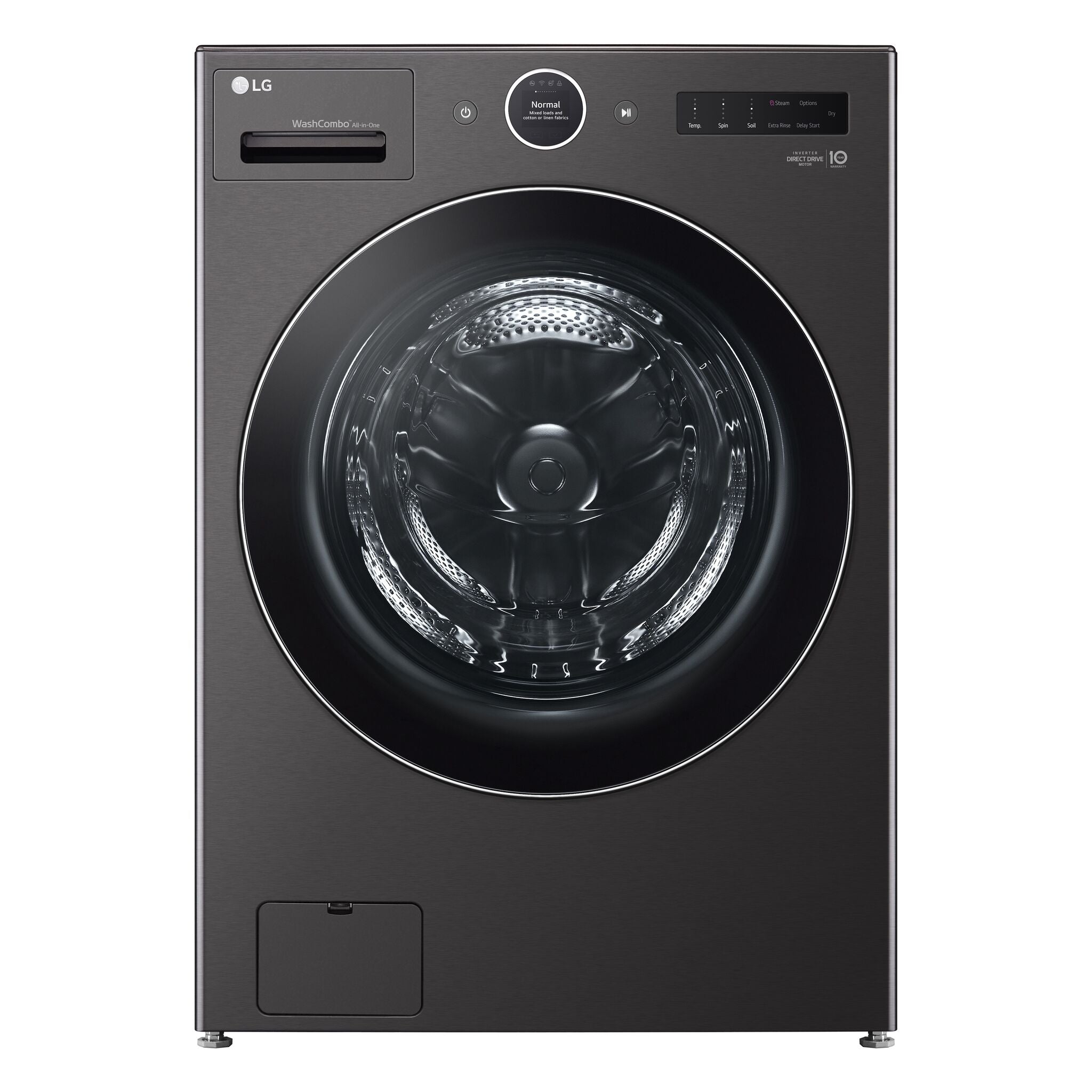 LG WM6998HBA 5.8 cu. ft. Ventless All-in-One Washer Dryer Combo with Inverter HeatPump Technology & Direct Drive Motor - Perfect for Apartments, Small Homes & Laundry Rooms (Black Steel)