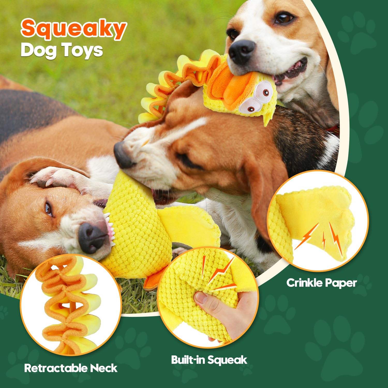 Durable Puppy Chew Toys for Aggressive Chewers - Retractable Tug of War Dog Toys with Squeaker for Small, Medium & Large Dogs (Duck Design) - Perfect for Playtime, Training & Teeth Cleaning