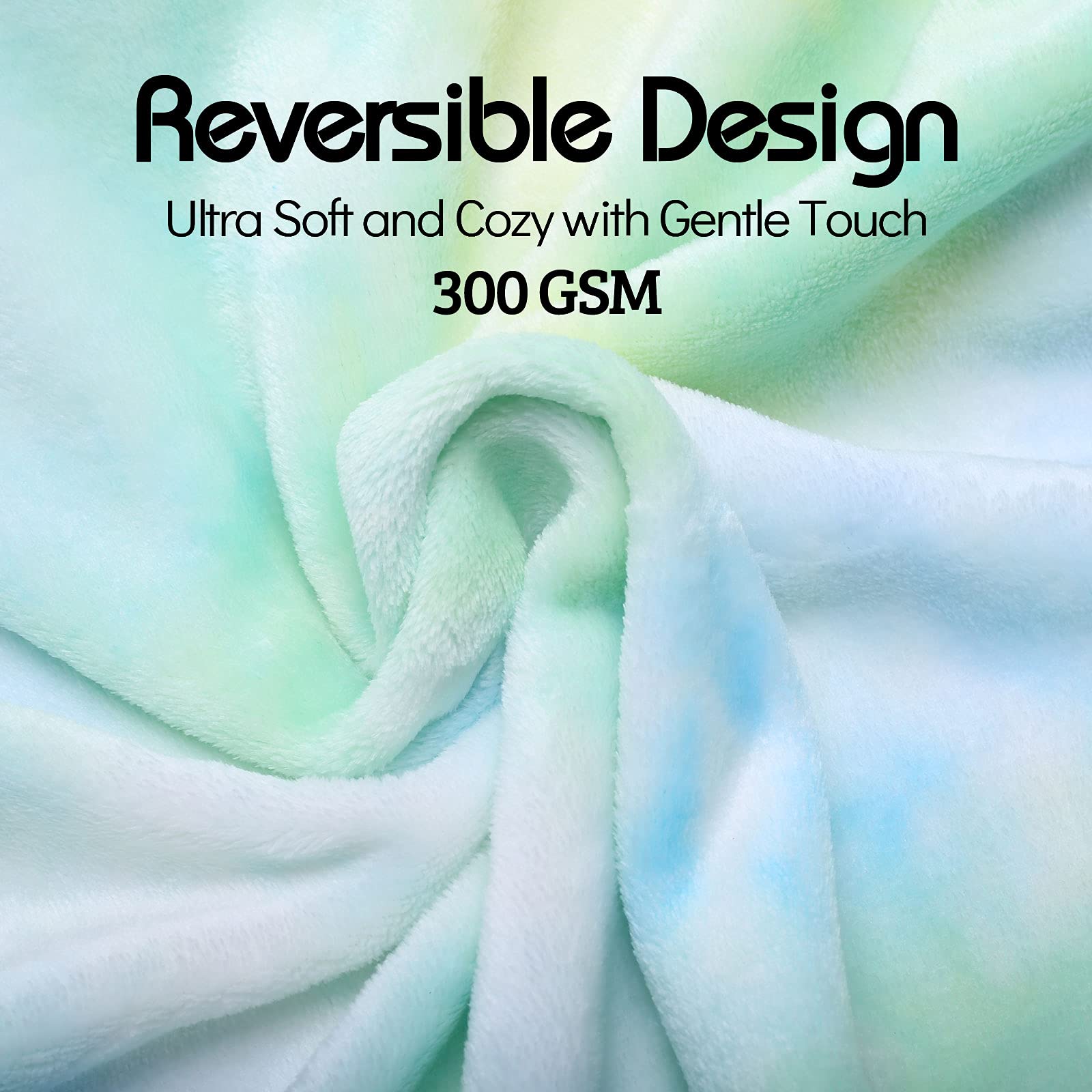 Rainbow Tie Dye Fleece Blanket - Soft & Warm Twin/Full Size Plush Blanket for Girls, Teens & Adults | Pastel Green Mint Decorative Throw | Perfect for Bedroom Decor, Sleepovers, Gifts & Cozy Nights