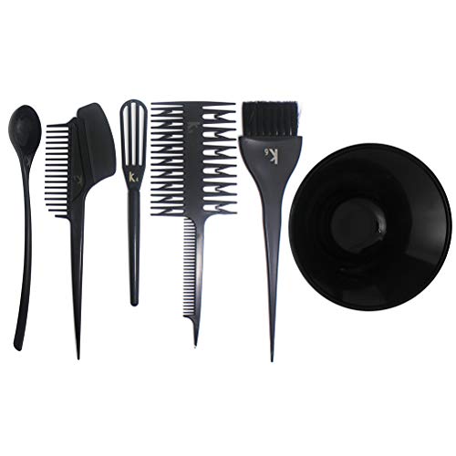 Lurrose Professional 6-Piece Salon Hair Color Mixing Kit - Hair Dyeing Brush, Comb, Bowl & Whisk for Home & Salon Use | Perfect for DIY Hair Coloring, Highlights & Tinting at Home or Professional Styling