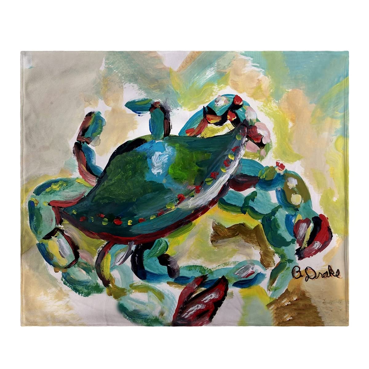 Betsy Drake Colorful Crab Throw Blanket - Soft Cozy Plush Throws for Couch, Bed, Sofa - Perfect for Home Decor, Gifts, and Winter Warmth
