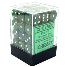 Chessex D6 36 Pack Recon Speckled 12mm Pipped Dice Set - Perfect for Tabletop RPG Games, Board Games, and Collectors