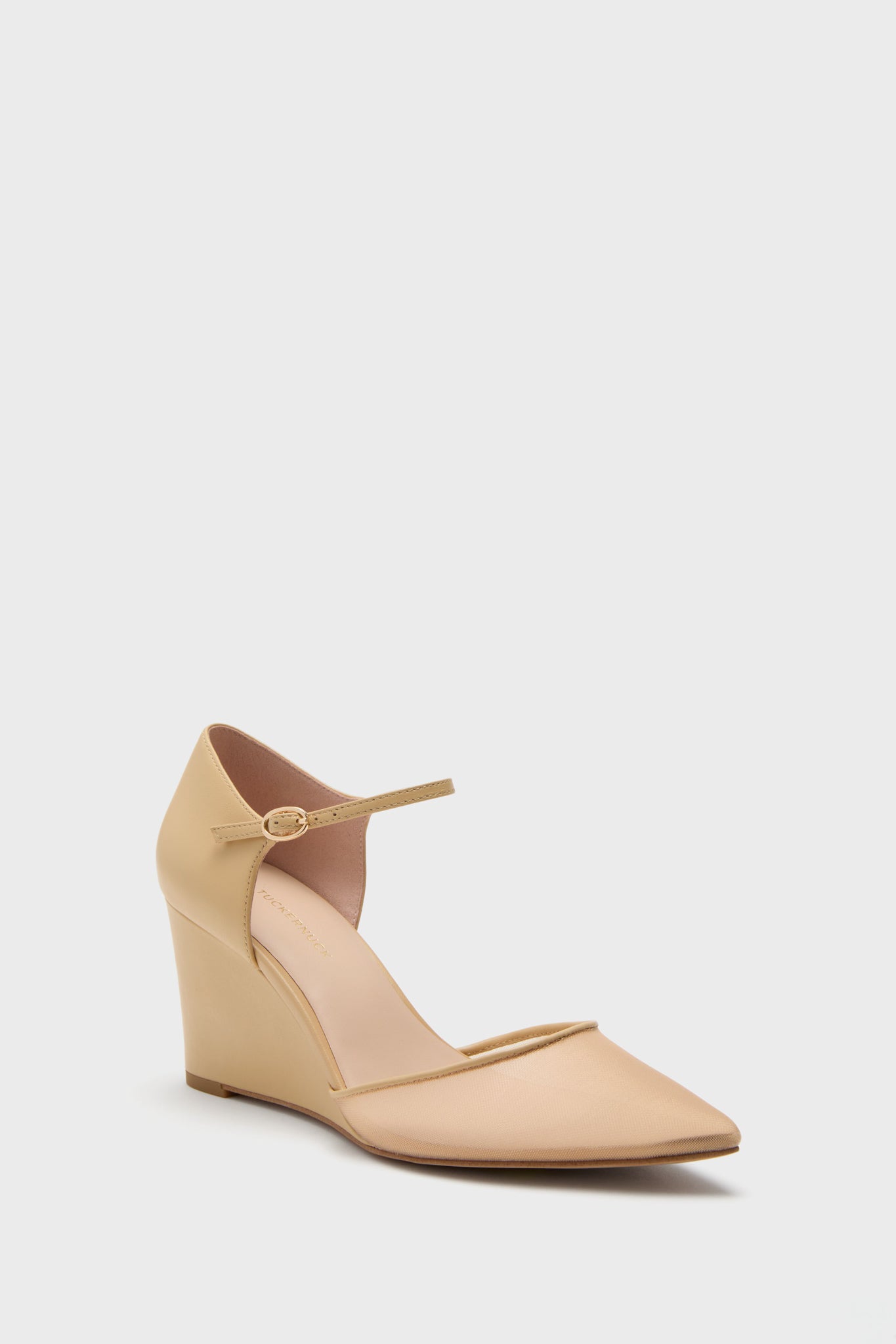 Blush Mesh Darcy Wedges - Women's Fashion Chunky Heel Sandals for Summer, Comfortable & Stylish | Perfect for Beach, Parties, and Casual Outings
