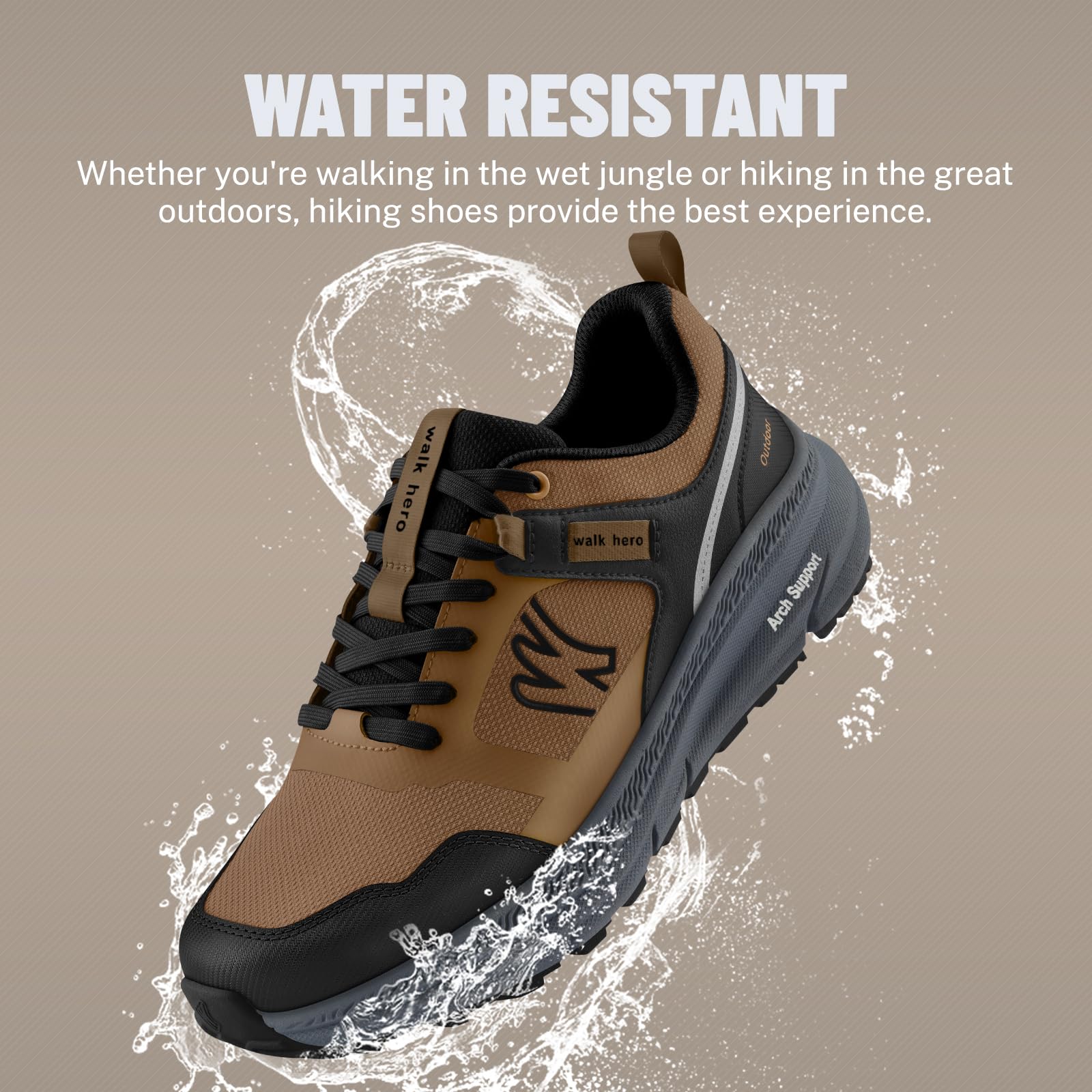 Men's Hiking Shoes for Plantar Fasciitis Relief - Lightweight Waterproof Walking Sneakers with Non-Slip Rubber Sole & Arch Support - Orthopedic Footwear for Heel Pain - Perfect for Outdoor Adventures, Trail Hiking & Daily Comfort