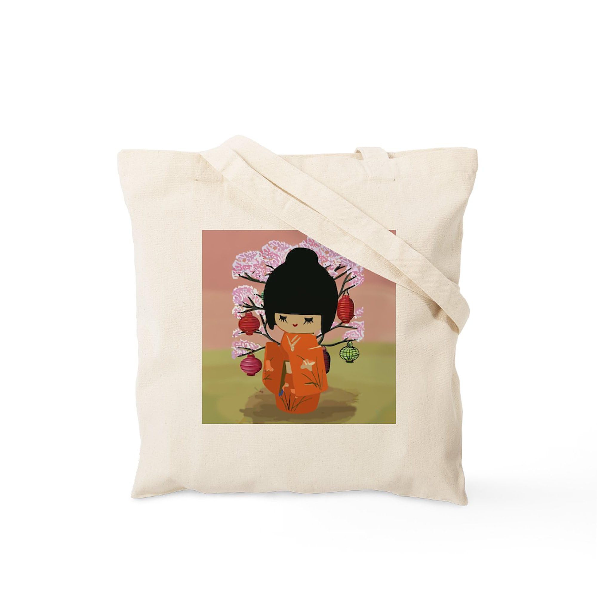 Stylish Kawaii Kokeshi Doll Canvas Tote Bag - Eco-Friendly Reusable Shopping Bag for Women | Perfect for Groceries, Beach Trips & Daily Use