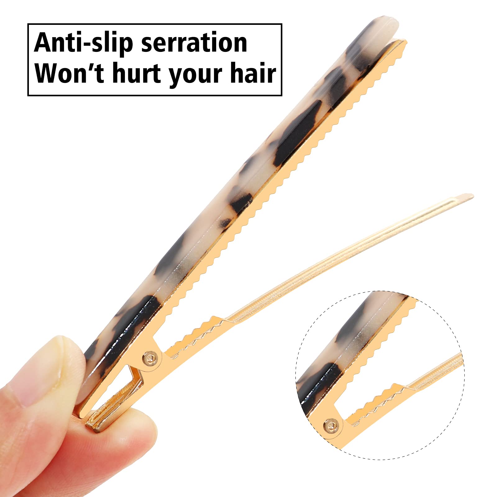 Cobahom 12Pcs Leopard Print Hair Clips Set - Resin Barrettes & Tortoise Shell Duckbill Clips for Women (6 Dark + 6 Light Patterns) | Hair Accessories for Party, Wedding & Everyday Styling